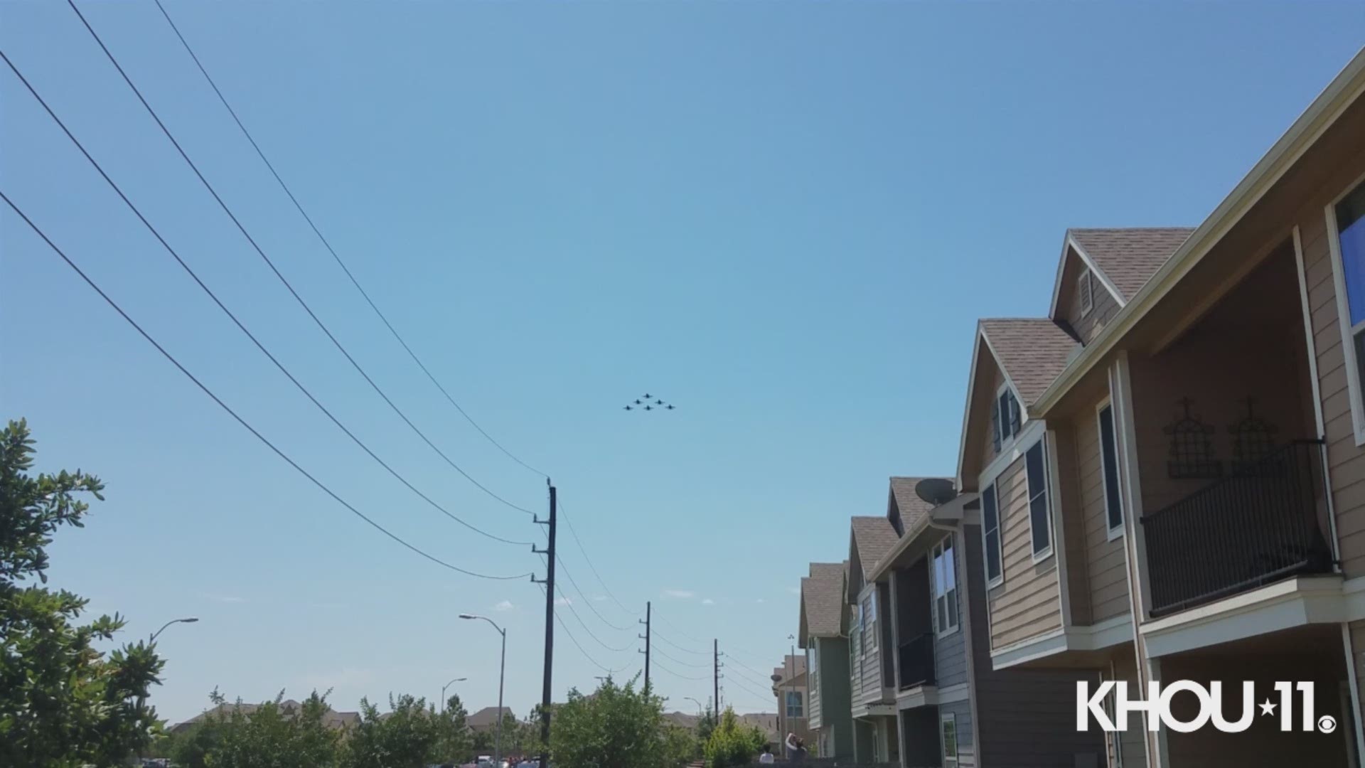 The U.S. Navy Blue Angels flew over the Houston area including Fort Bend in tribute to frontline workers on Wednesday.