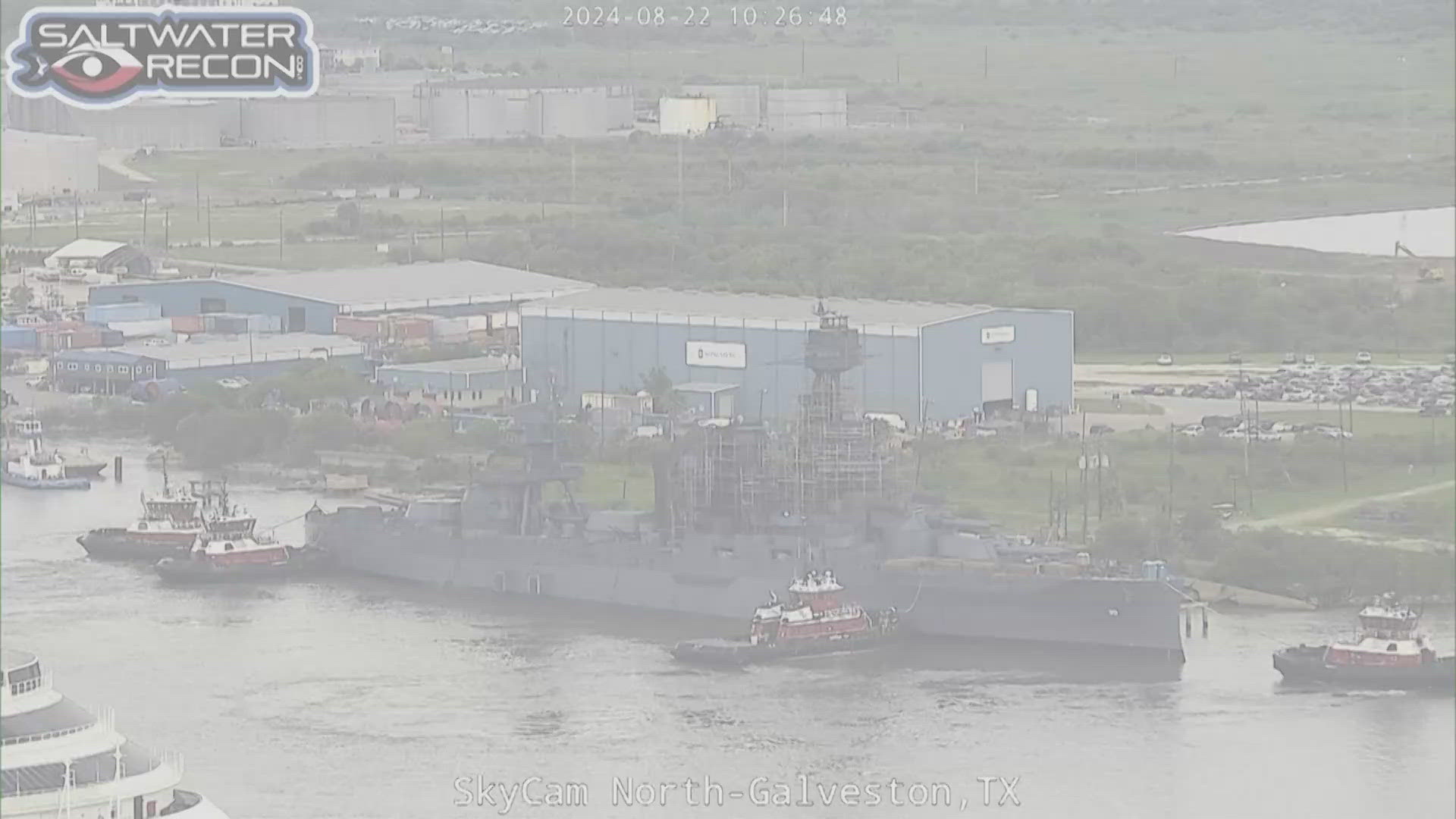 The iconic battleship was relocated to Pier A from Pier D at the Gulf Copper Dry Dock & Rig Repair as it enters the next phase of its restoration.