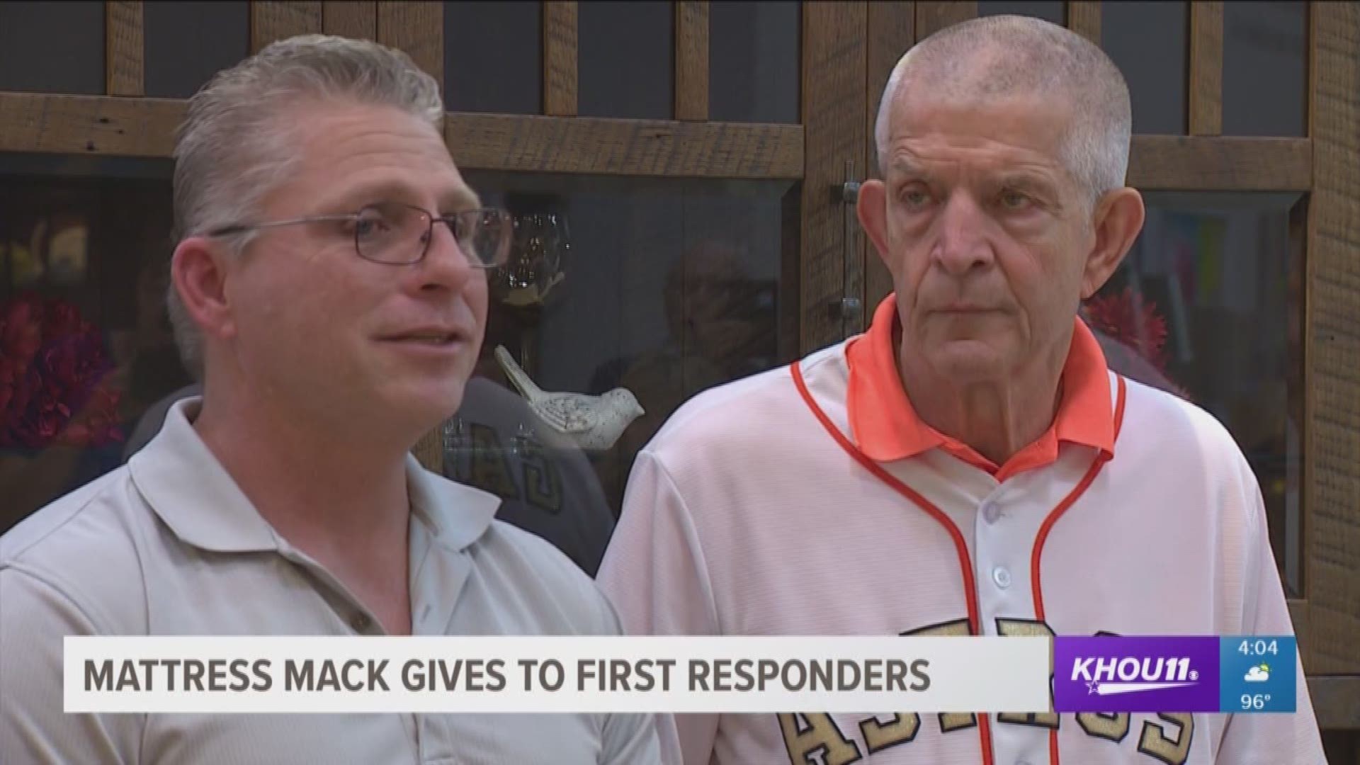 Jim McIngvale also known as Mattress Mack is giving $10k worth of furniture to furnish a new apartment for first responders to stay in as they receive treatment in the Medical Center.