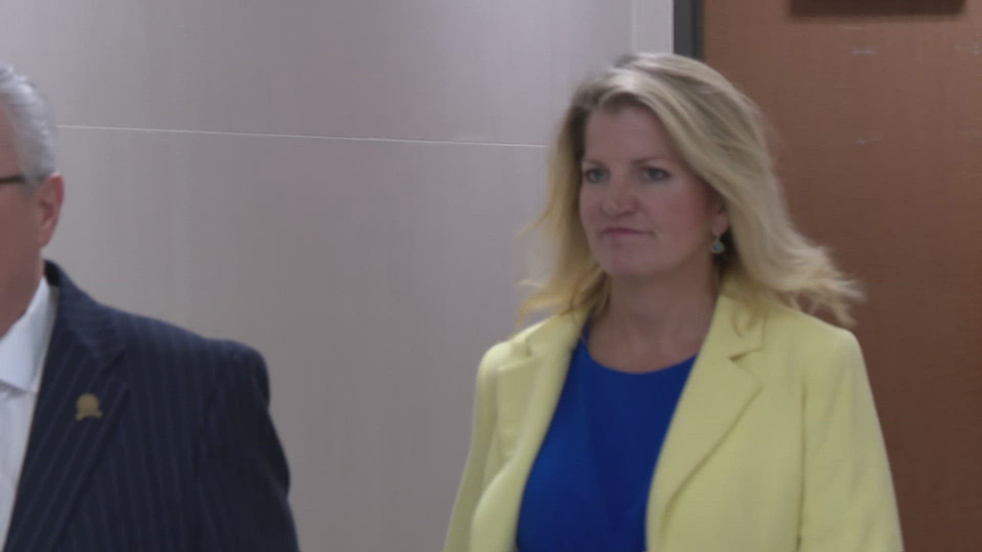Harris County criminal court Judge Kelli Johnson made her second court appearance Tuesday morning in downtown Houston after being arrested and charged with DWI last