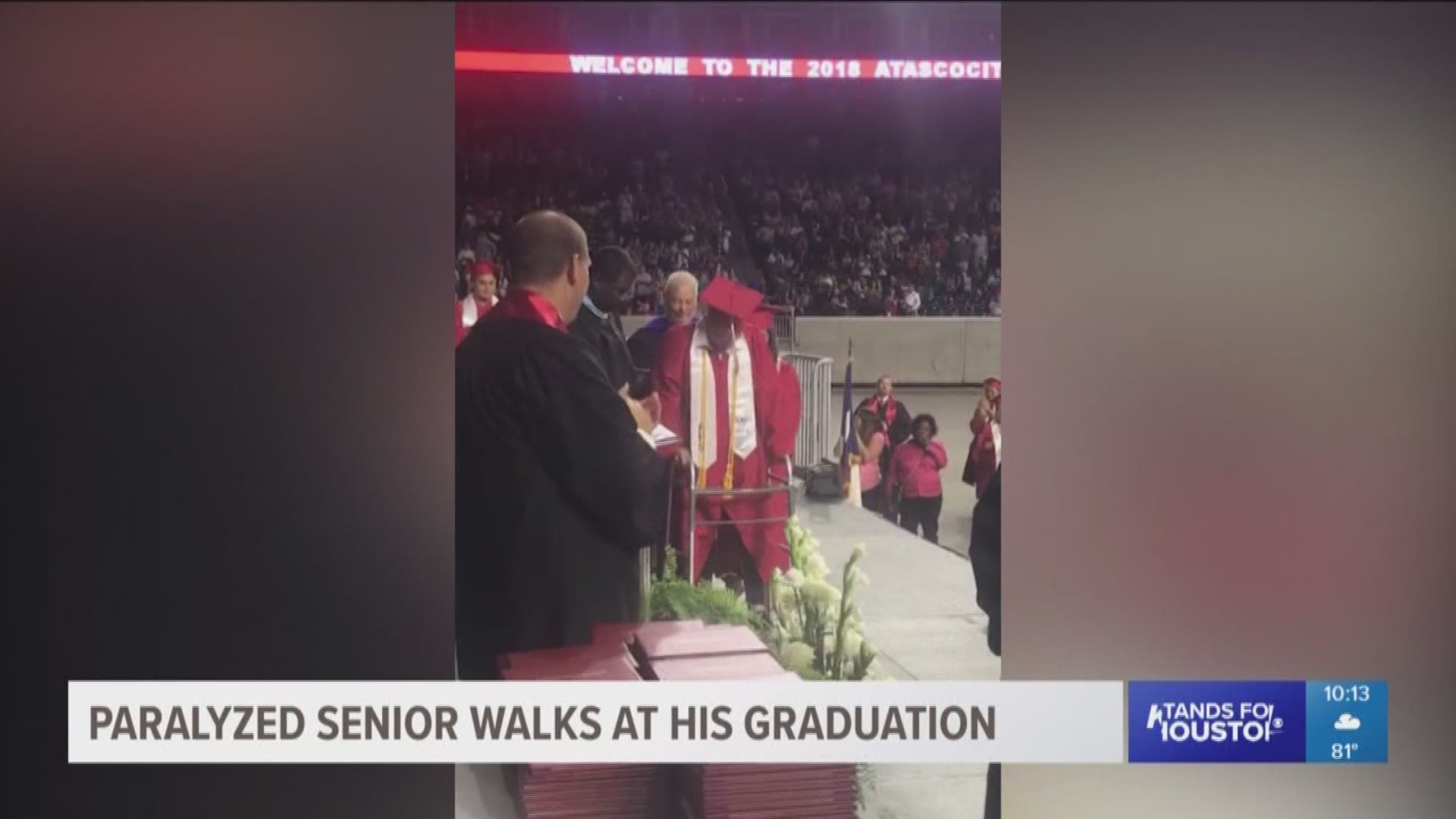 Paralyzed high school senior walks across stage for graduation | khou.com