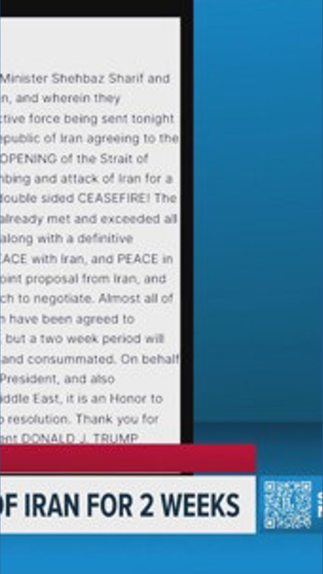 Trump agrees to suspend bombing of Iran for 2 weeks, says they agreed ...