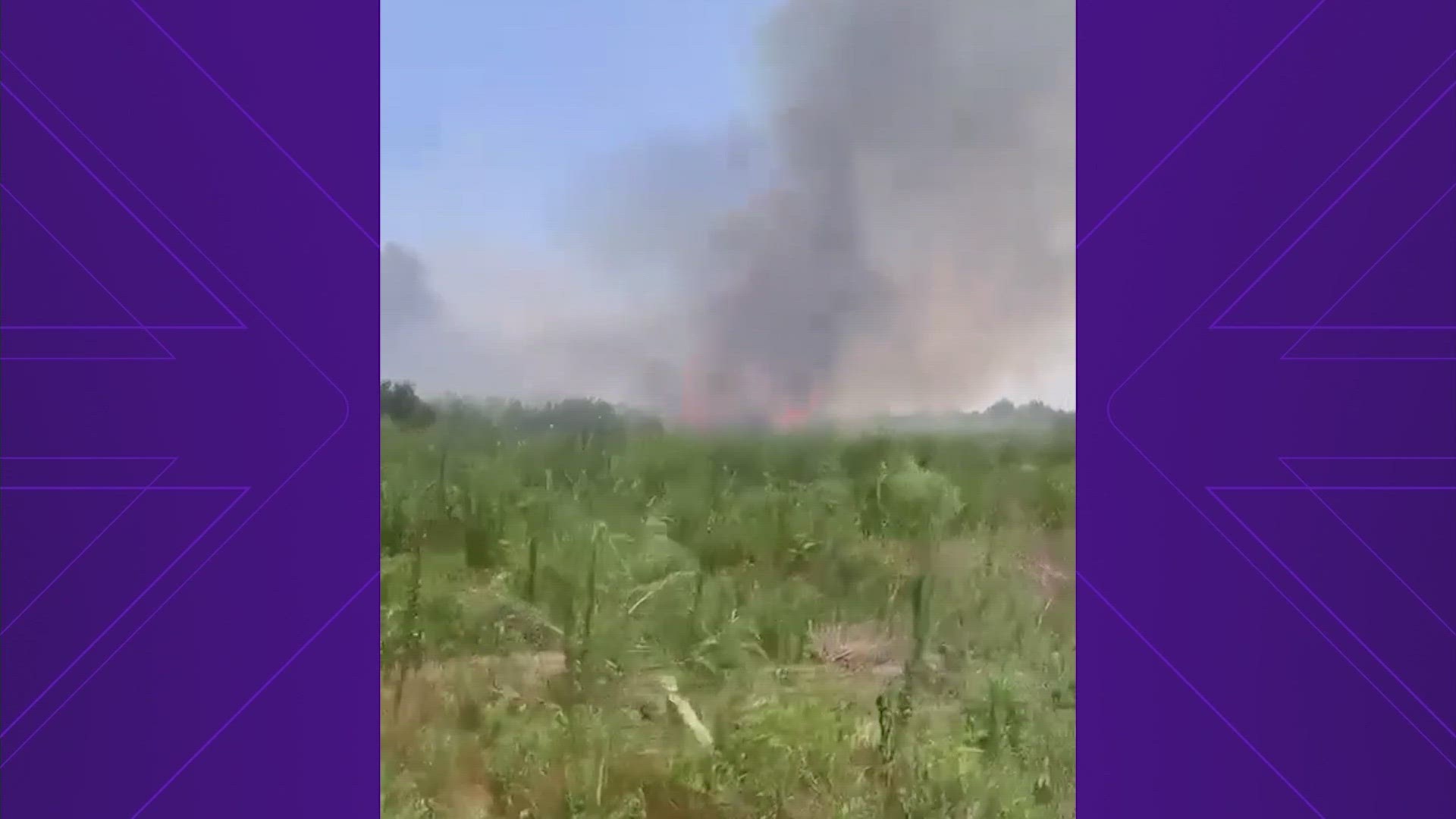 Video shows flames and black smoke near Highway 99 and I-10.  It covered a little more than four acres.