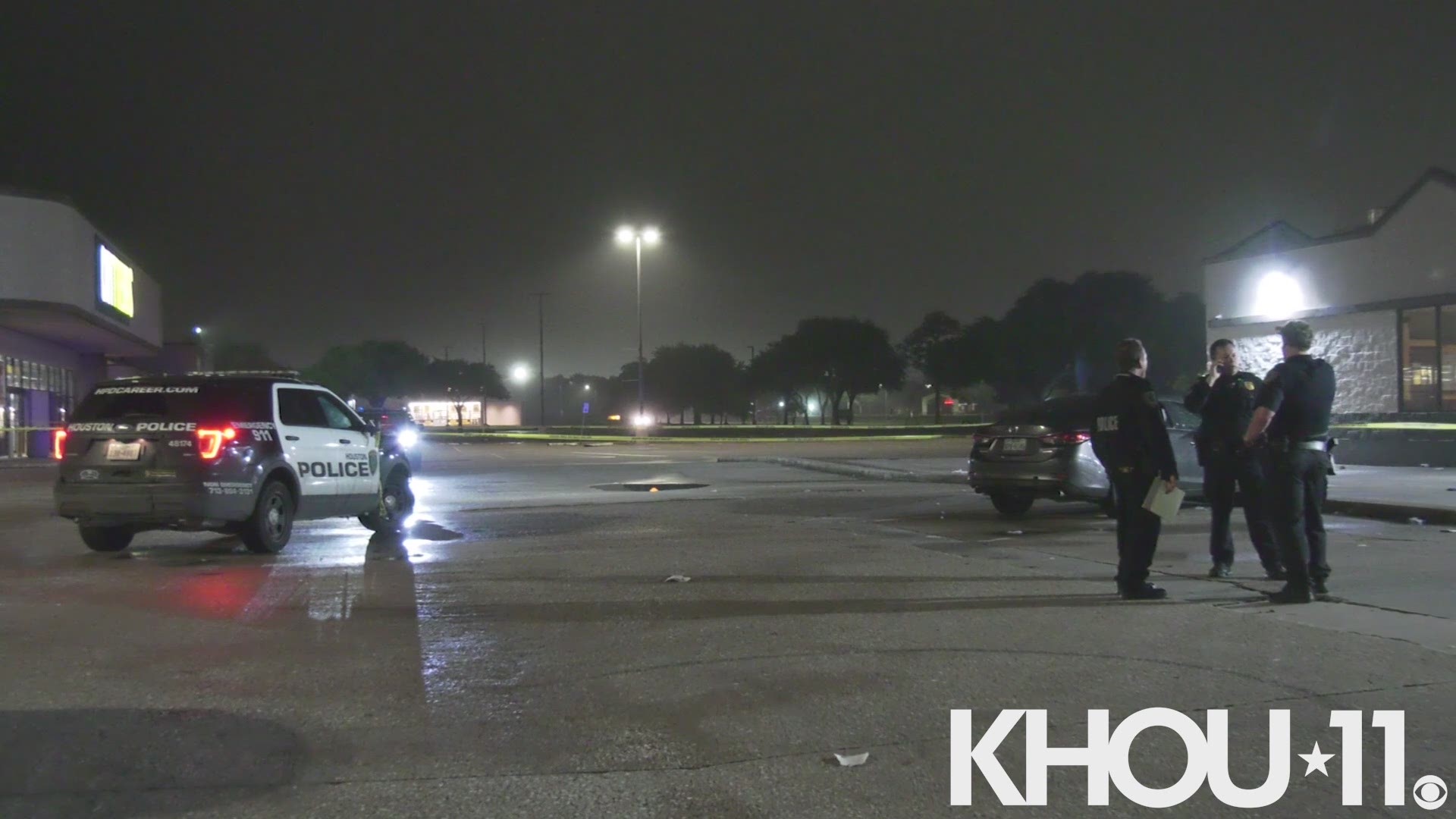 Houston police are looking for the suspect who shot a man then stole his car during an altercation in an empty parking lot near the Greenspoint area.