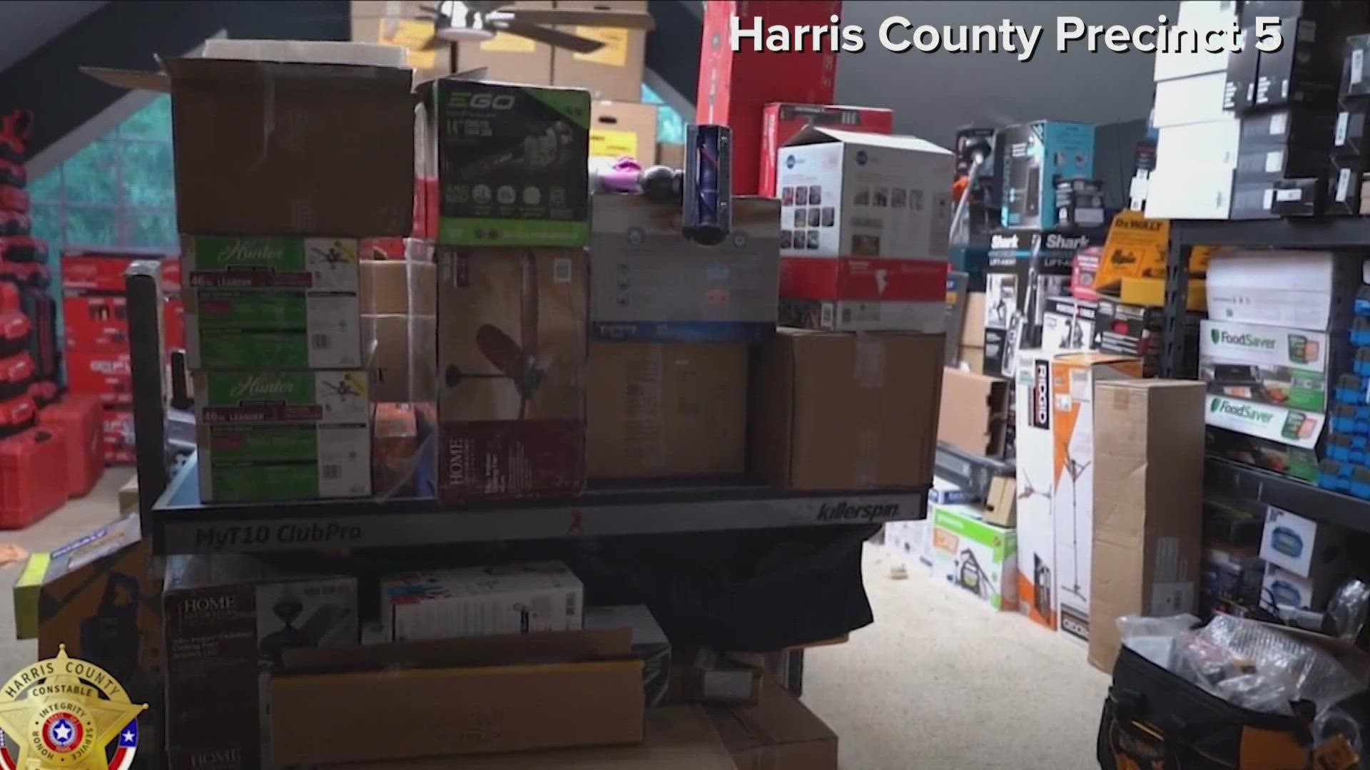 One home near Katy was stacked floor to ceiling with more than $1M worth of merchandise from Home Depot and even had an elevator lift to move the heavy stuff.