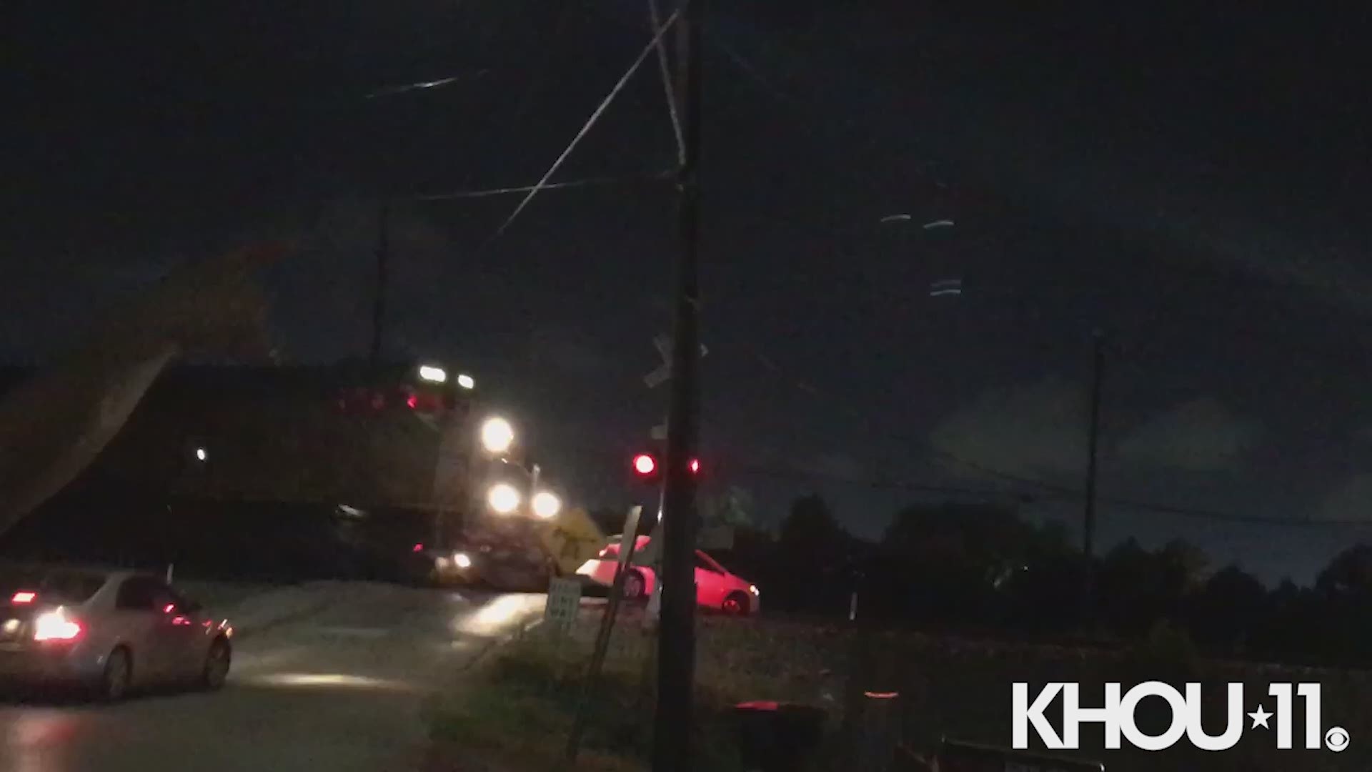 A car was hit by a train near Memorial Park. Thankfully, no one was in the car.