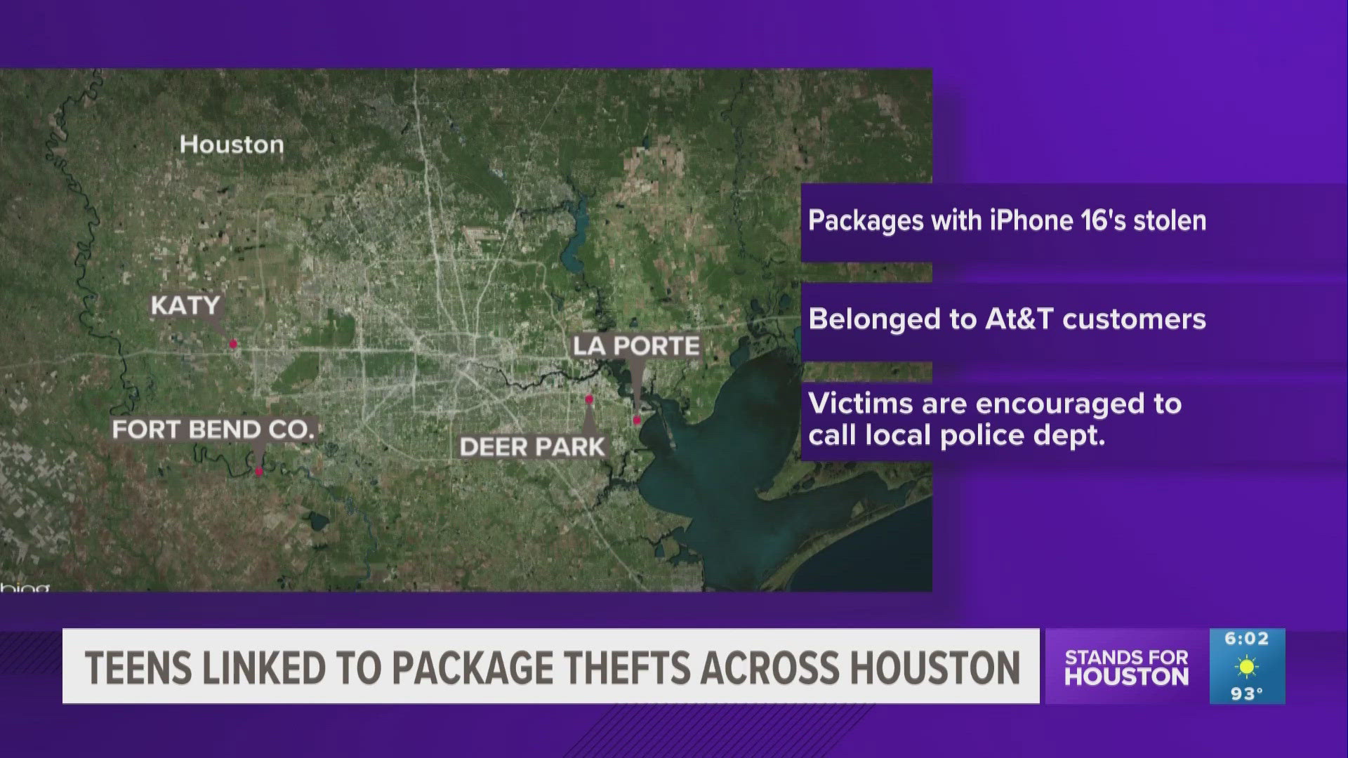 Police said the pair flew into town on Friday and began stealing packages containing iPhone 16s from AT&T customers.