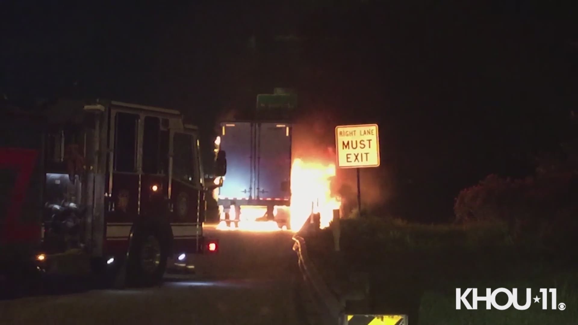 Houston firefighters responded to a big rig fire on the North Loop early Monday morning. This happened just before 2 a.m. near the Main exit in the westbound lanes.
