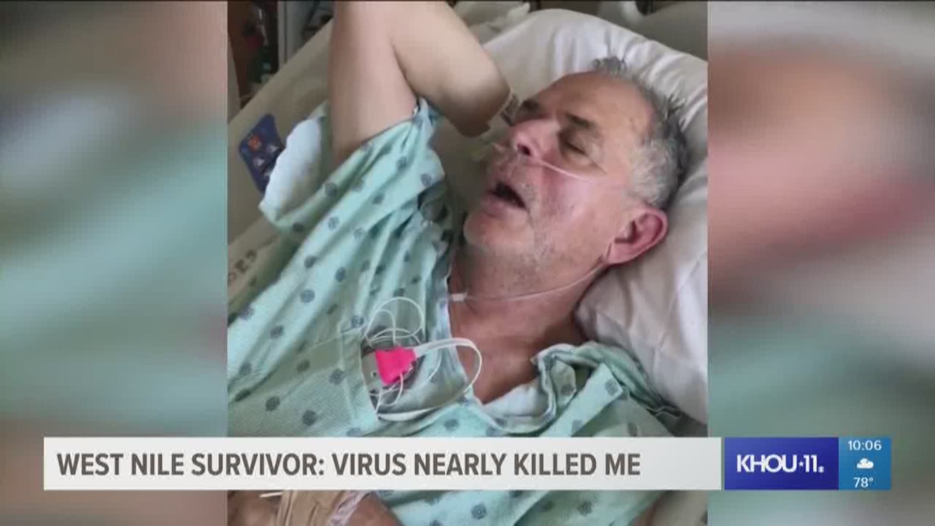 A West Nile Virus survivor who lost sight, motor skills and the ability to breathe hopes his story moves others to better protect themselves from mosquito bites.