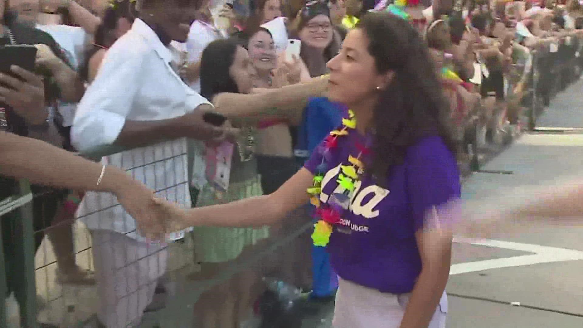 Hidalgo said she tested negative Saturday before attending Houston's Pride Houston 365 Parade, but retested Sunday and came back positive.