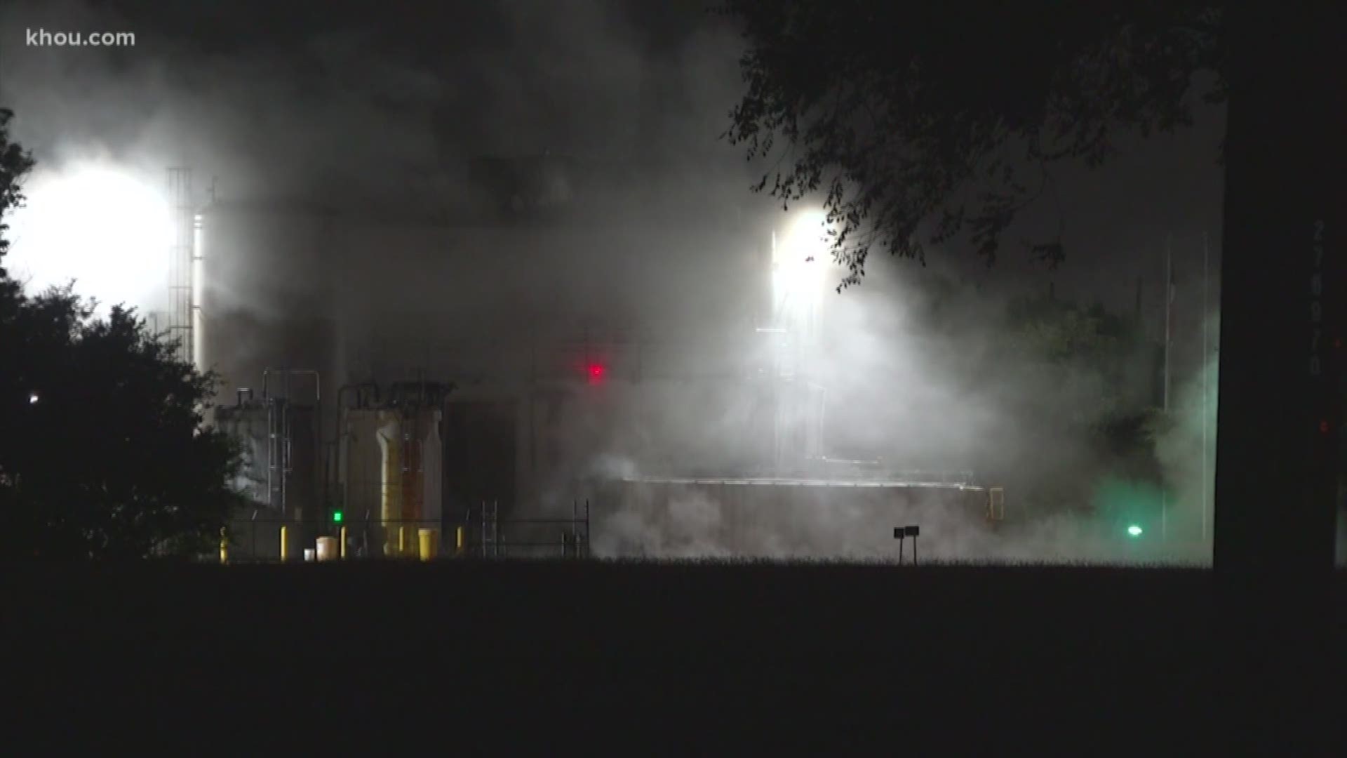 Fire officials say a white/gray vapor rising over a building in northwest Houston is actually a by-product of fish oil.