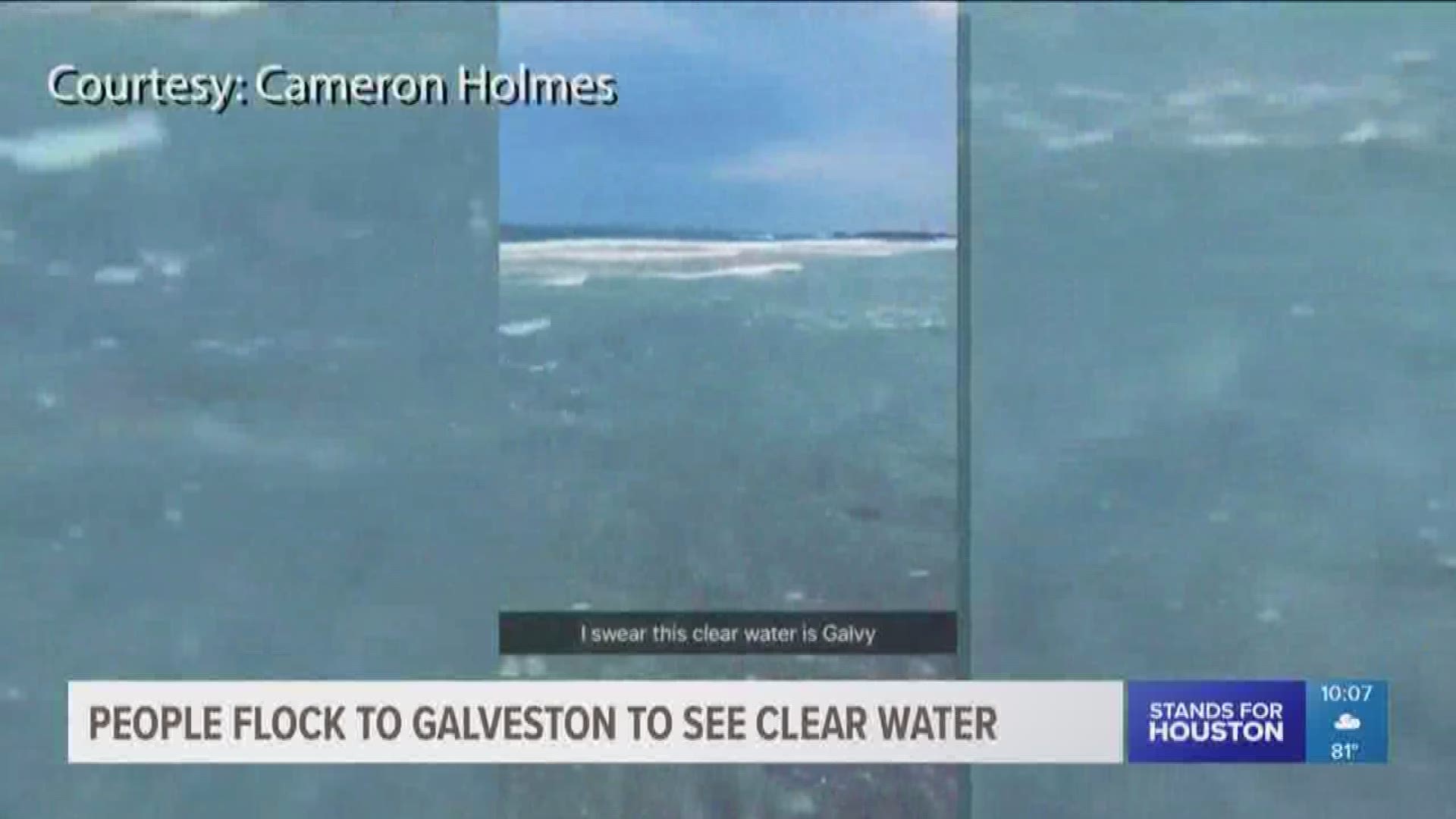 People crowded Galveston Island beaches to enjoy Memorial Day and a rare sight: clear water.Wave the yellow flag, Galveston.  Was there really clear water on beaches near San Luis Pass?  Cameron Holmes' video of it posted to Twitter got plenty of "You ly