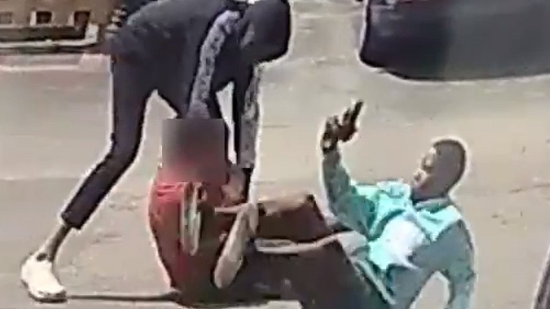 The victim tried to back away from them, so the suspects followed and started attacking.