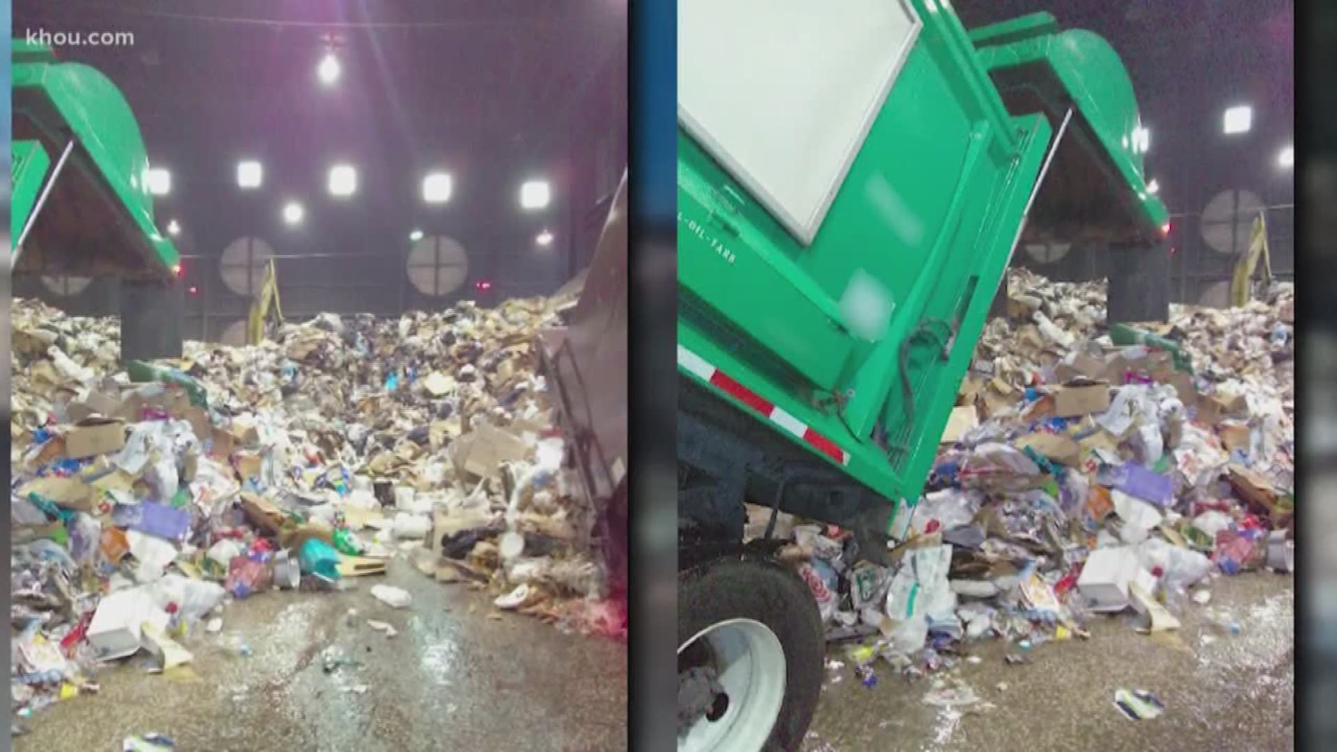 A city employee is sharing photos and videos he said are of entire loads of recyclable-only materials that were dumped at city garbage facilities and later sent to the landfill.