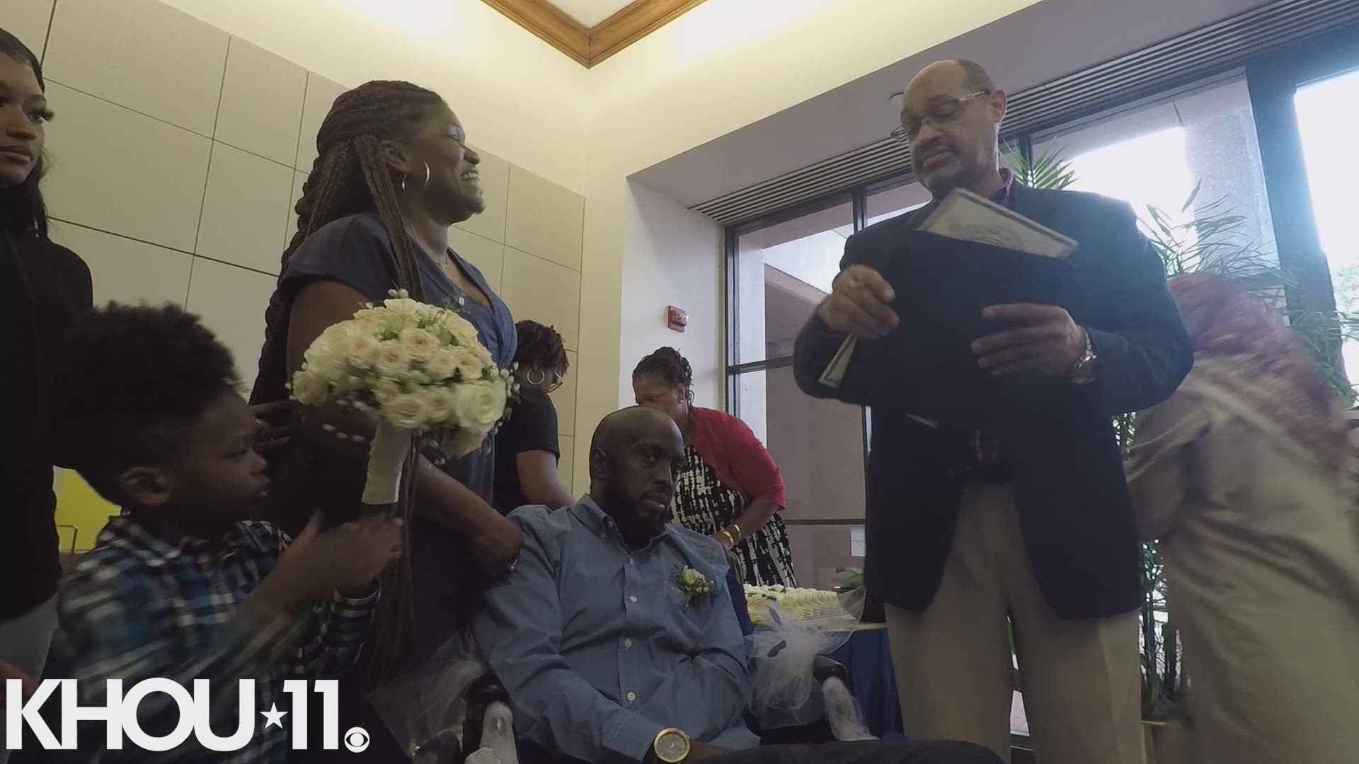 A man diagnosed with terminal brain cancer marries his girlfriend of seven years at a hospital chapel. The emotional ceremony was organized by nurses at the hospital