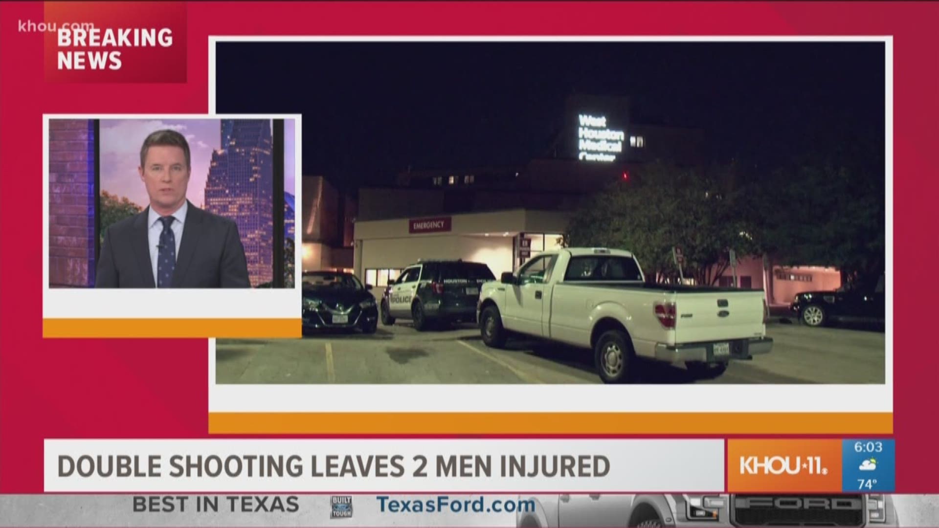 Two men were hospitalized after they were injured in a shooting in west Houston early Tuesday morning, according to the Houston Police Department.