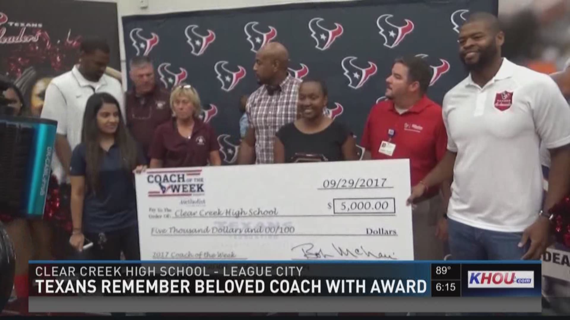 Beloved Clear Creek HS coach honored with posthumous award | khou.com