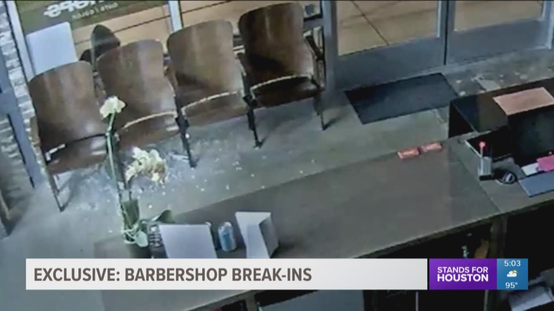 Three suspects broke into a barbershop three different times in one night.