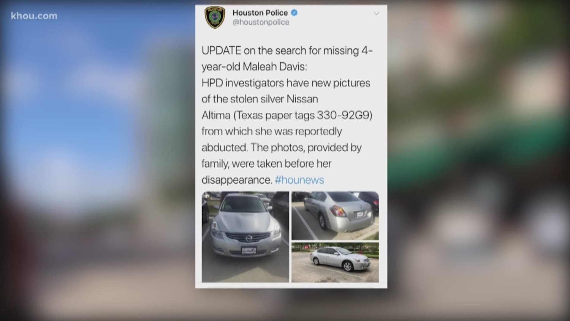 Police have released new photos of the car tied to the disappearance of 4-year-old Meleah Davis and police want you to be on the lookout for it.