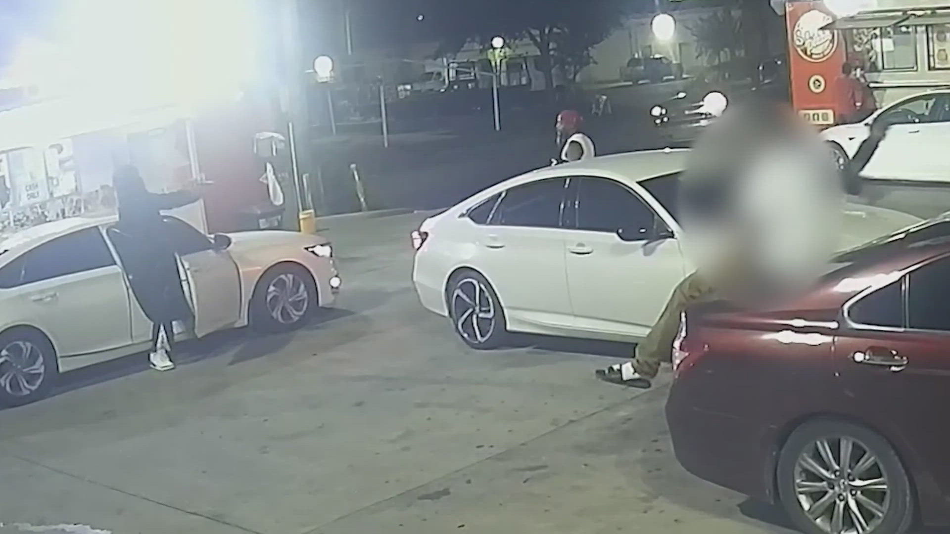 The Houston Police Department said the man was getting food when two people wearing masks pulled up in a white Mercedes and started shooting.