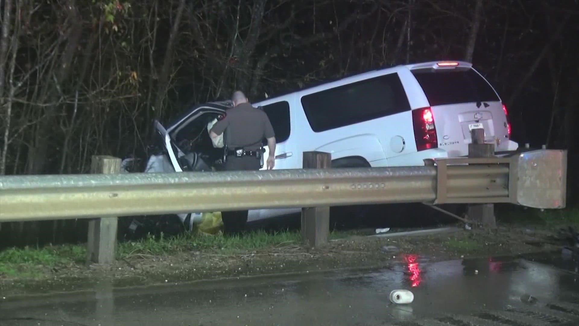 The crash shut down SH 105 for several hours early Sunday morning.