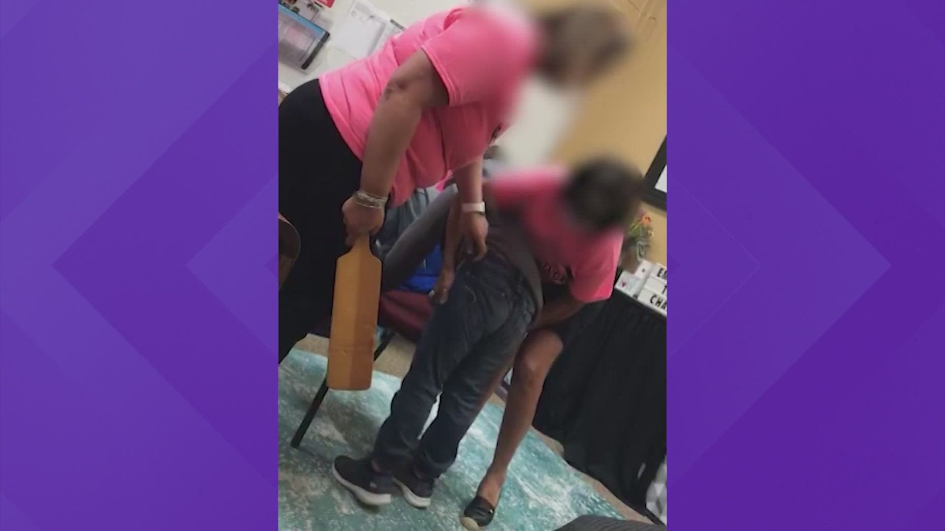 A student's mother recorded this incident on her phone last month in Florida. She doesn't speak English and she said she didn't give consent for her child to be hit.
