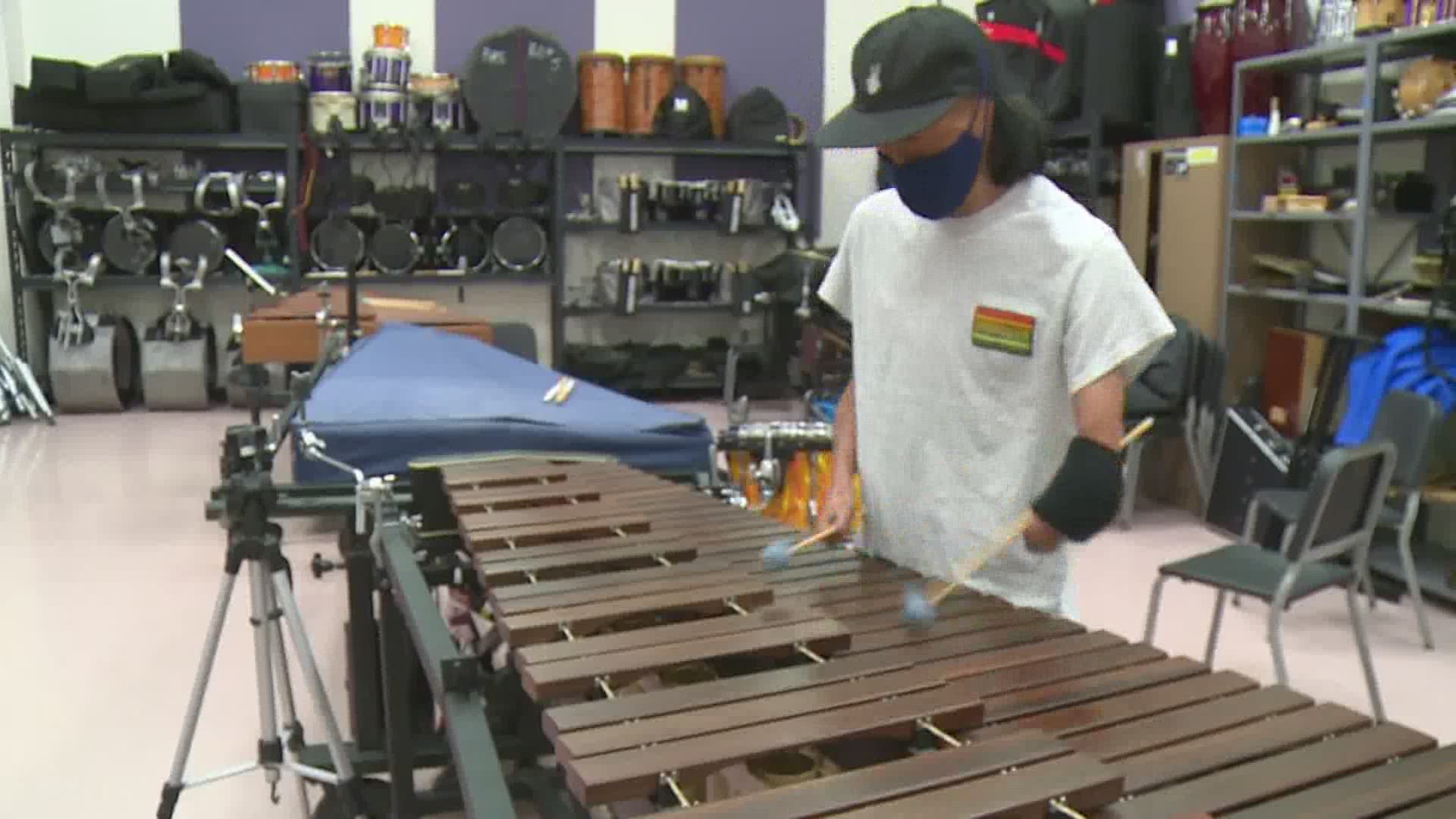 Jesus Salinas was burned so badly, he doesn't have two hands to hold mallets. Leave it to a teacher to help the teen figure out a way. Melissa Correa has more.