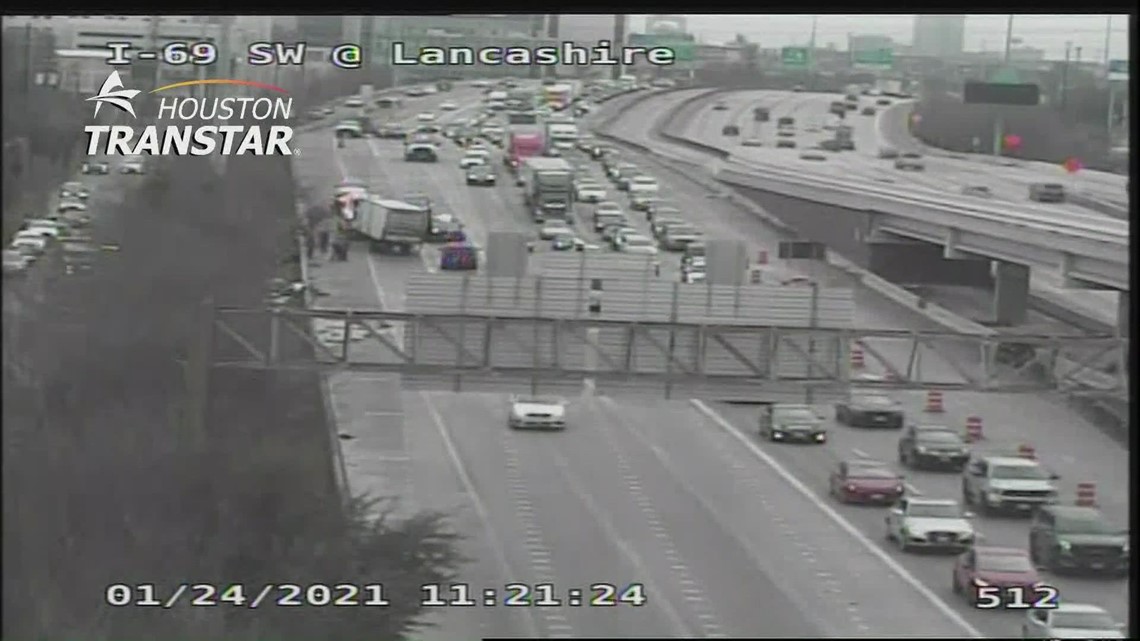 Rollover crash shuts down multiple lanes of SW Freeway near West Loop ...