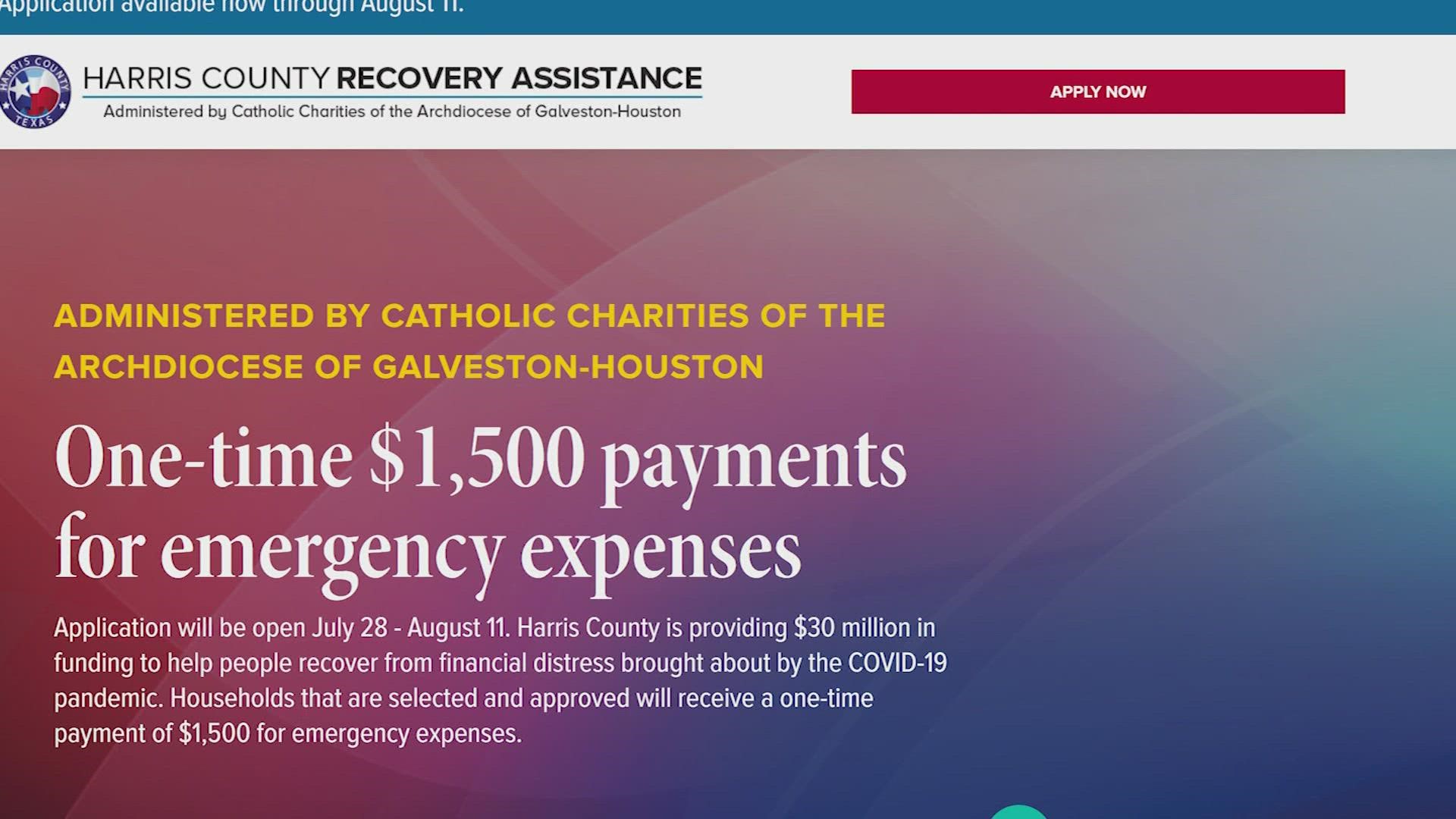 The Harris County Recovery Assistance program provides a $1,500 direct payment to families still impacted by the pandemic.