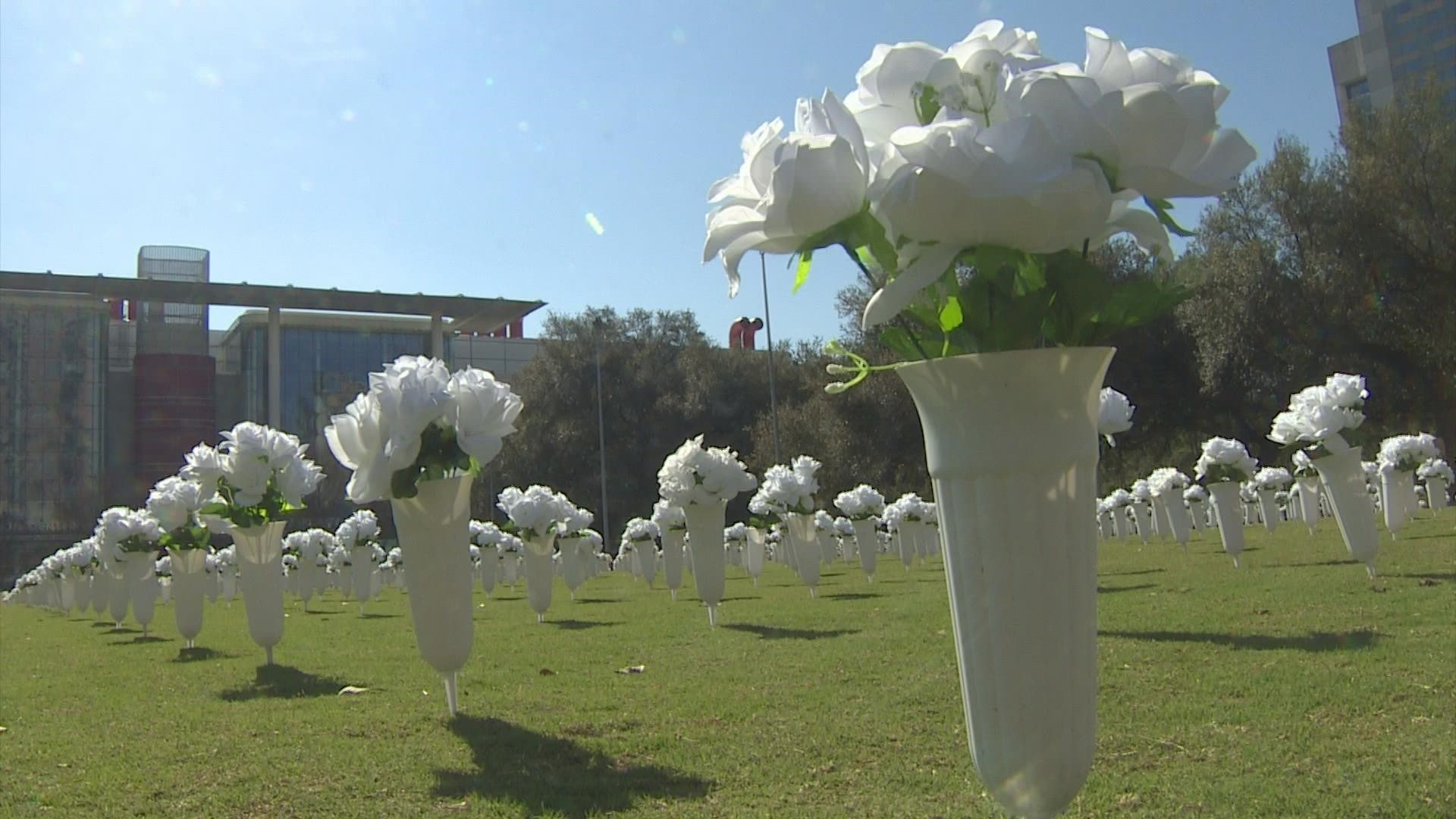 Houston's Discovery Green is now home to a memorial that honors the lives lost to gun violence in Texas.