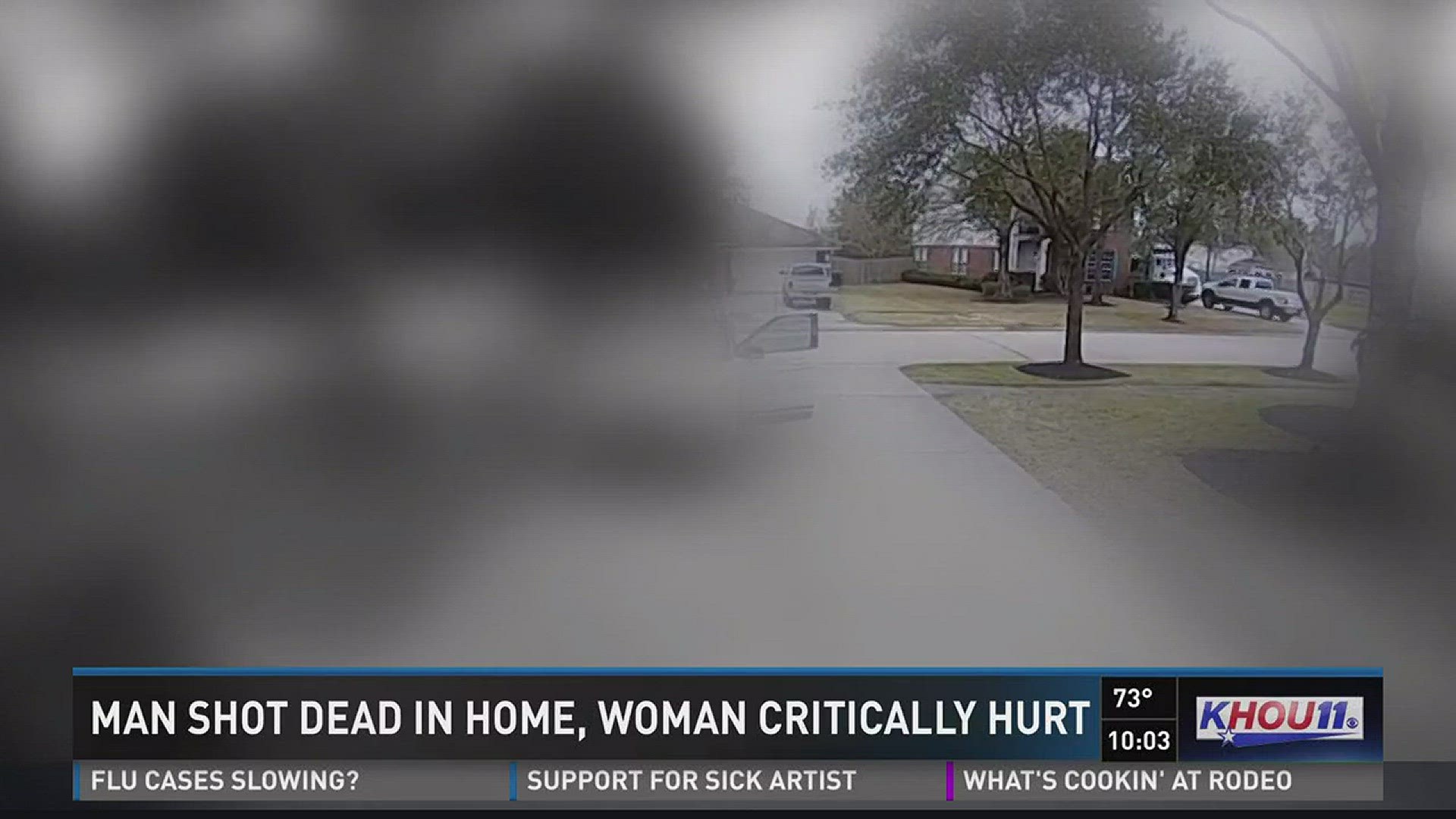 Home surveillance footage has been released where shots can be heard in a shooting that left a man dead and a woman critically injured in Cypress on Saturday.