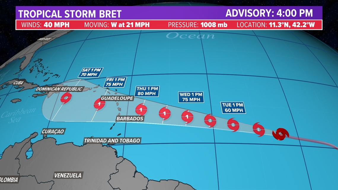 Tropical Storm Bret update Atlantic storm expected to a