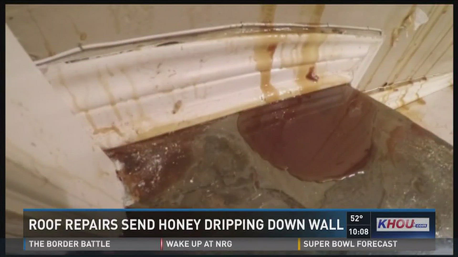 Roof repairs at Spring home send honey dripping down walls