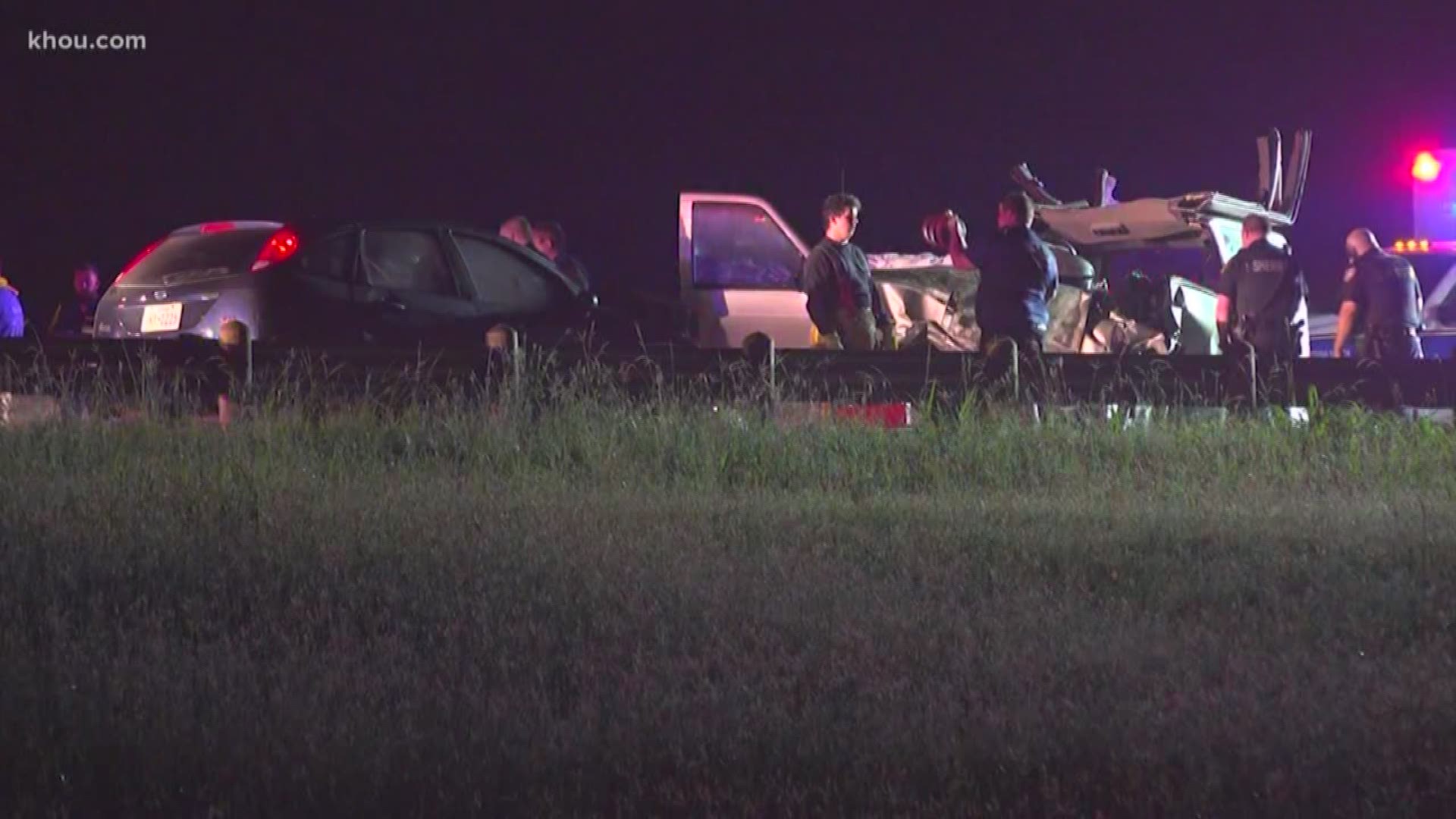 Deputies in Crosby are investigating a wrong-way crash that killed a driver and sent multiple people to the hospital overnight.