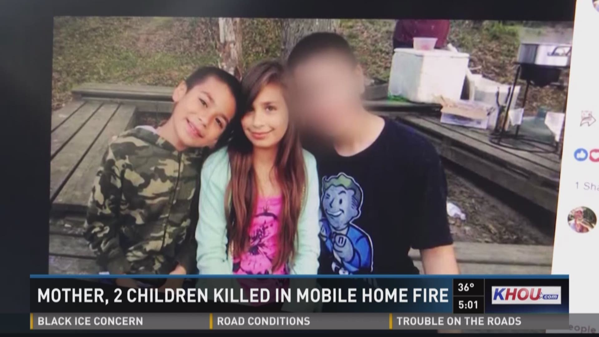 Mother, 2 children dead in mobile home fire in Huffman | khou.com