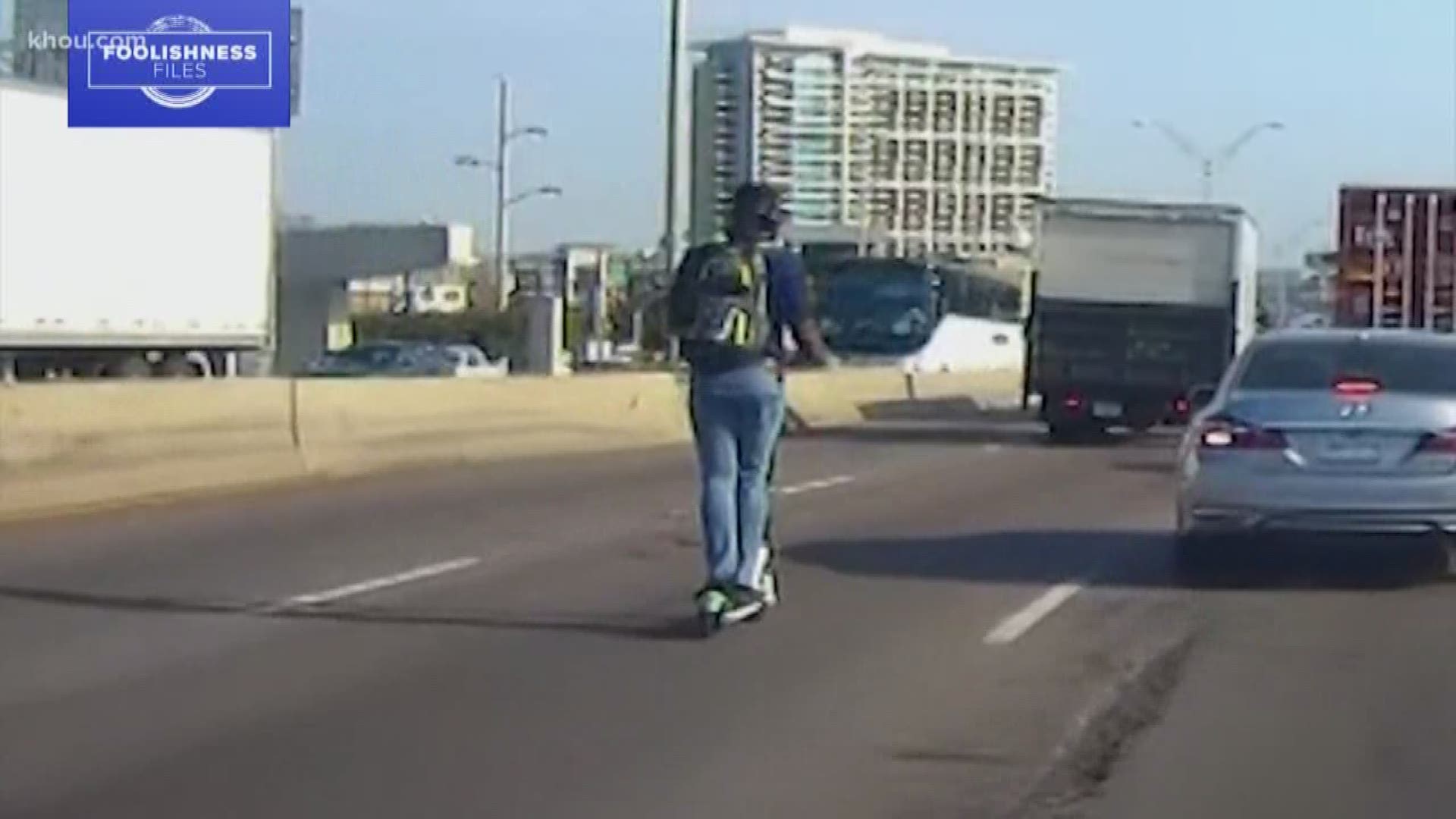 Foolishness Files Man seen riding scooter on Dallas highway