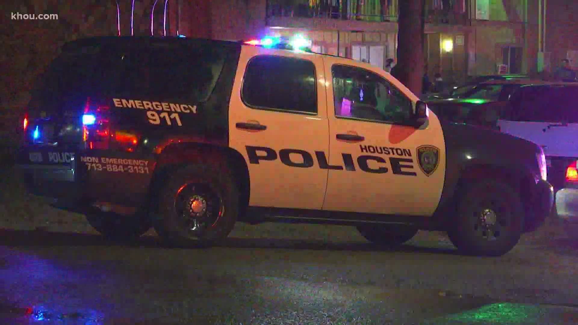 Houston police are searching for the alleged gunman involved in a shooting early Tuesday that left two people injured.