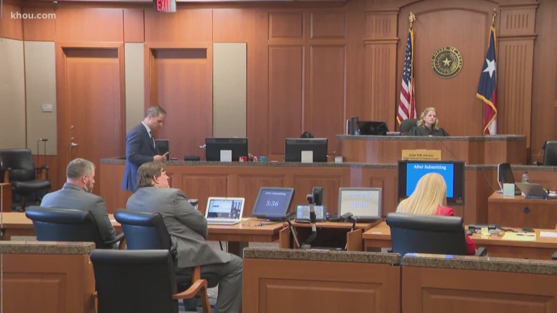 A Harris County jury resumes deliberations in the murder trial of Terry Thompson, who choked a man to death outside of a Denny's restaurant.