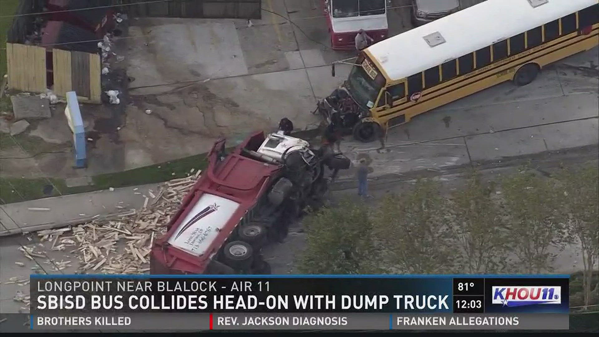 Garbage truck flips in crash with Spring Branch school bus | khou.com