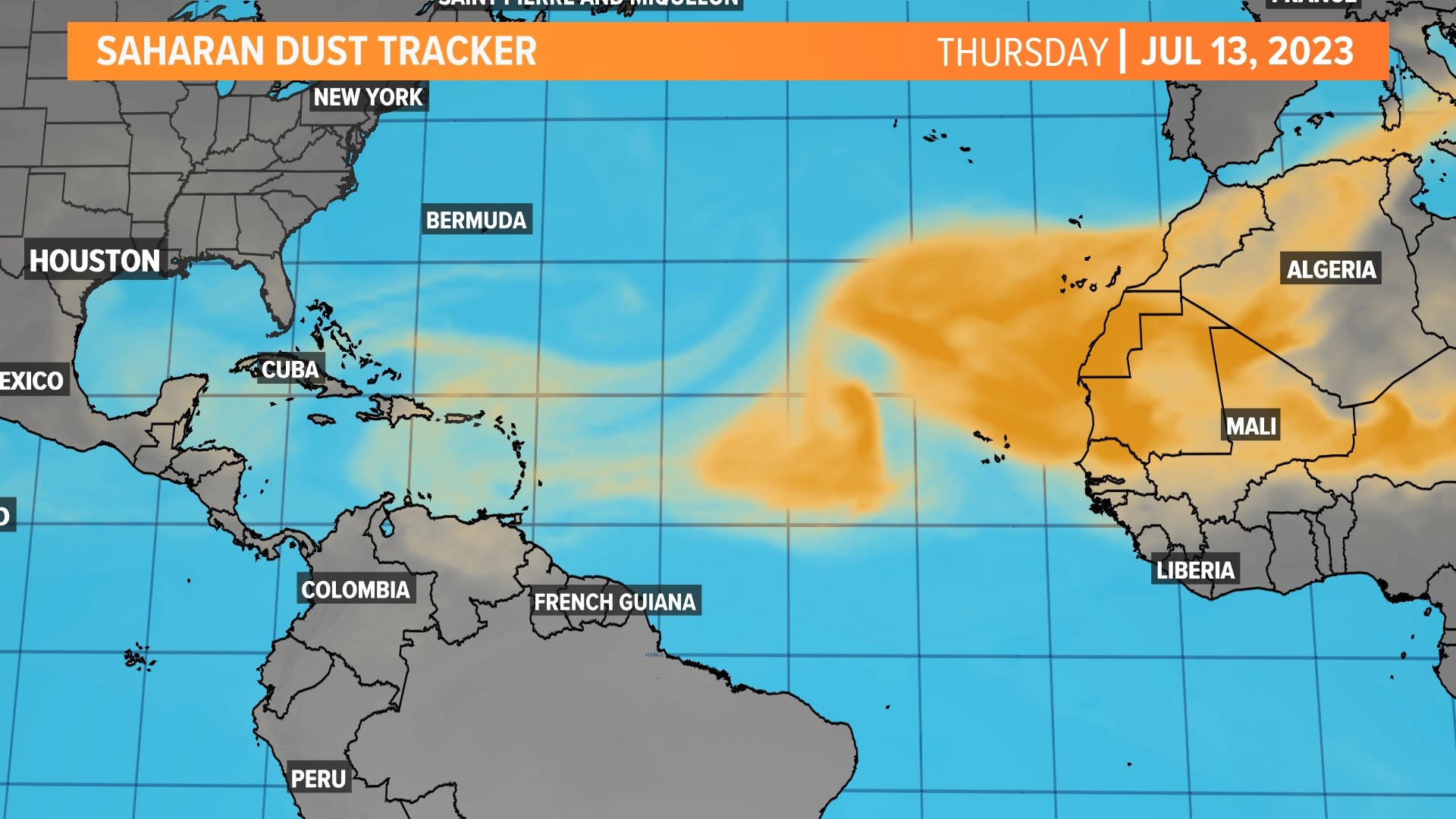 Saharan dust 2023 update Plume expected to arrive in Houston Friday