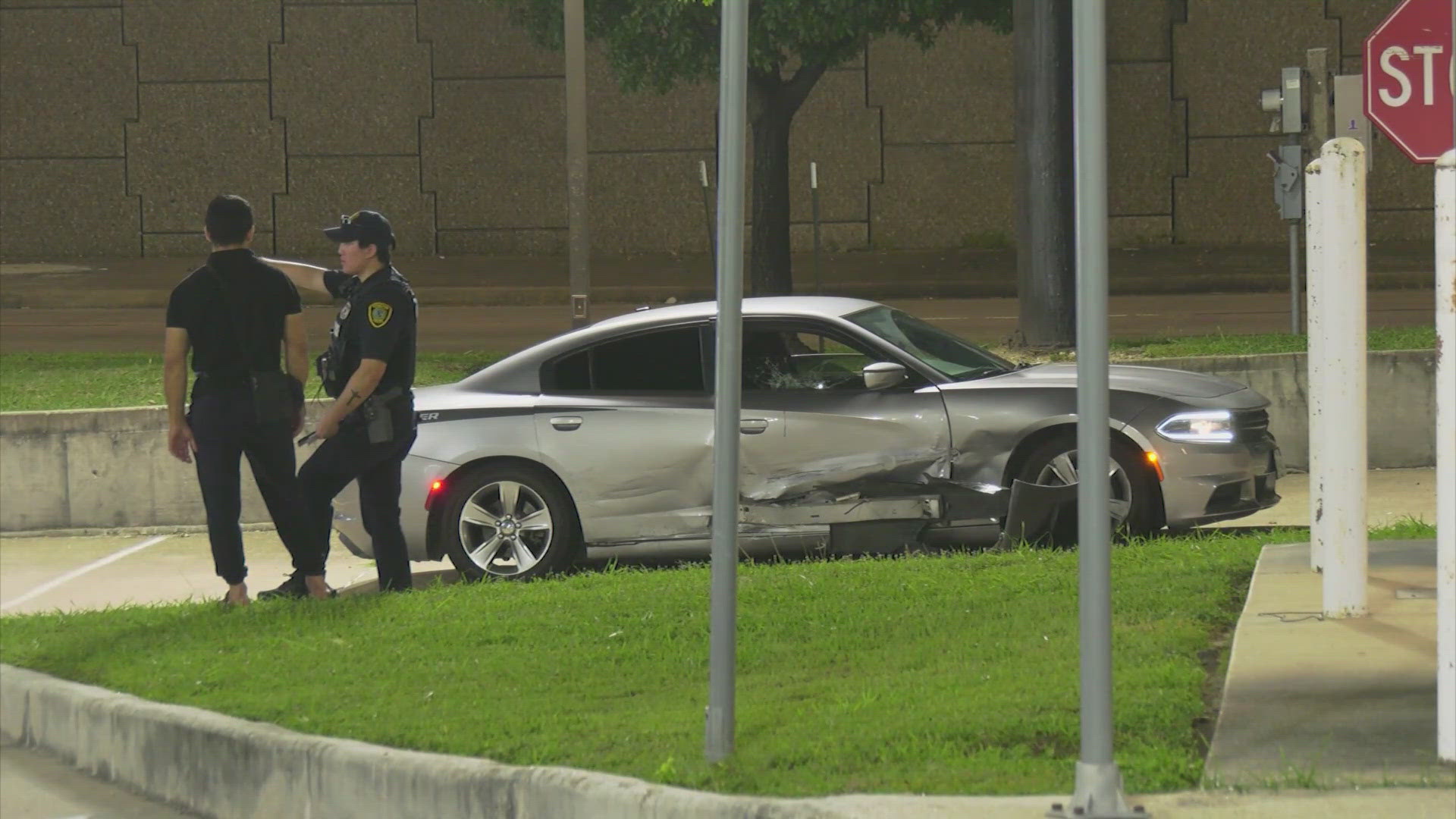 Police search for gunman who shot driver during carjacking attempt on West Bellfort at Highway 59. Suspect stole silver Audi and fled scene.