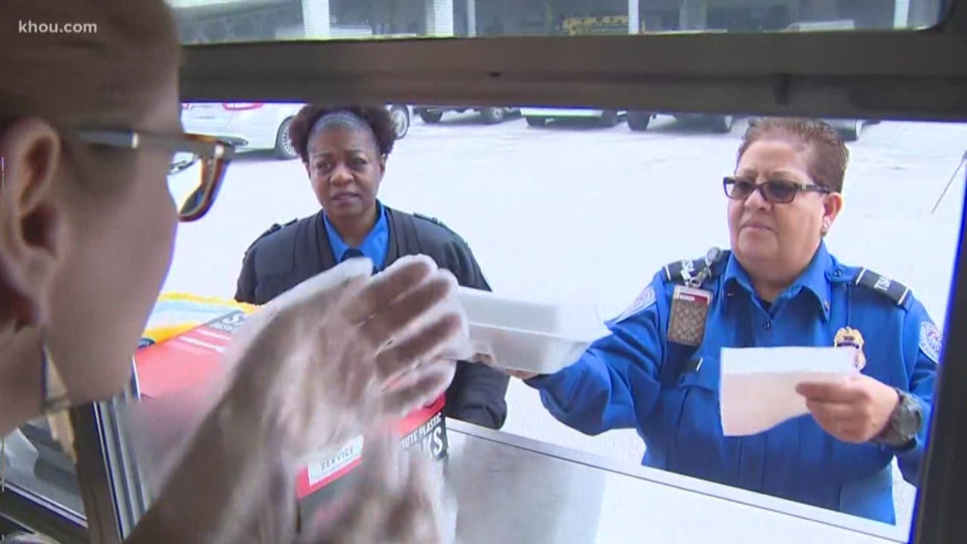 TSA employees at Bush Airport were given free food by a local nonprofit on Thursday.