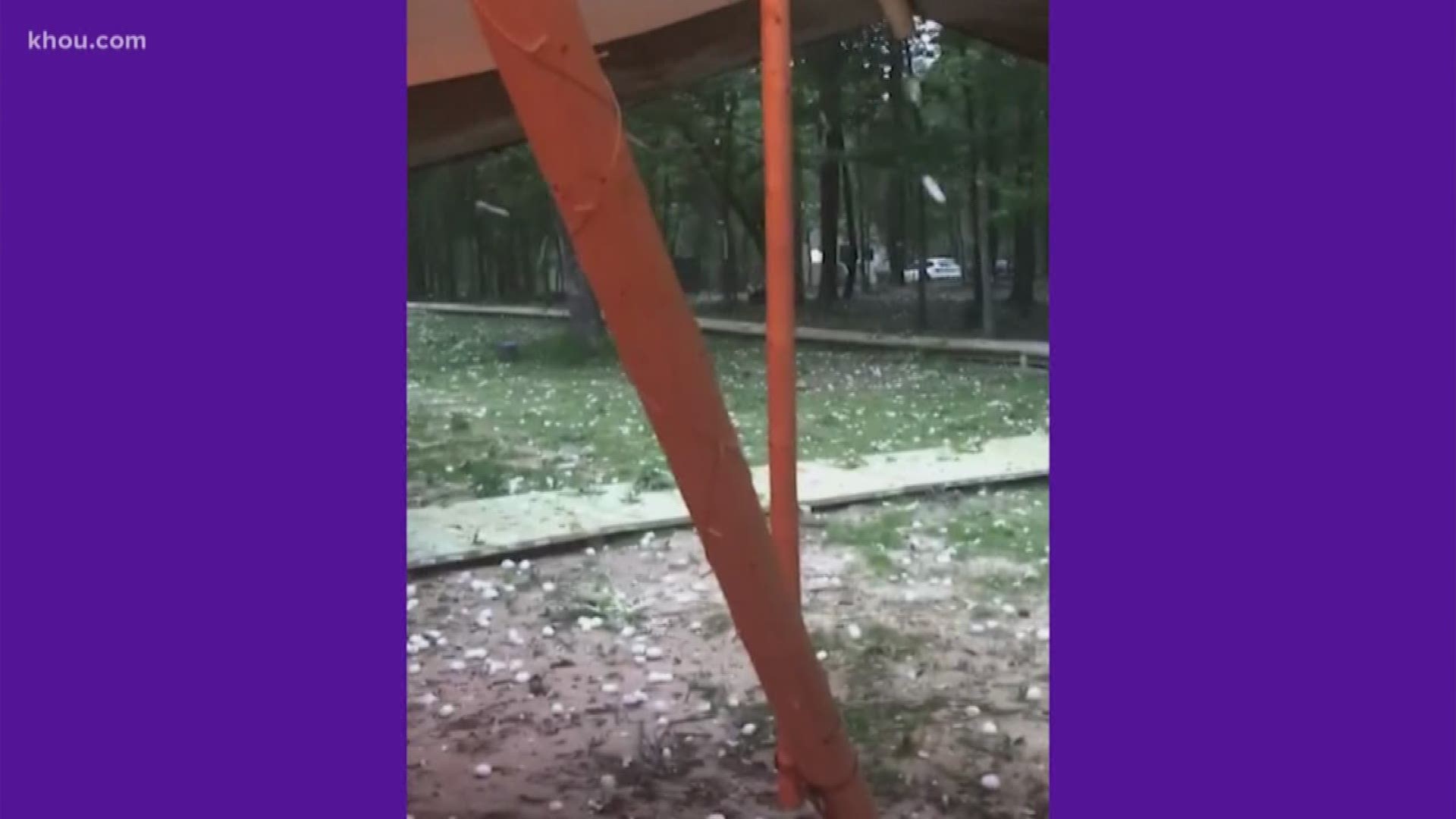 Hail hit Huntsville and Katy Saturday afternoon as storms rolled into southeast Texas.