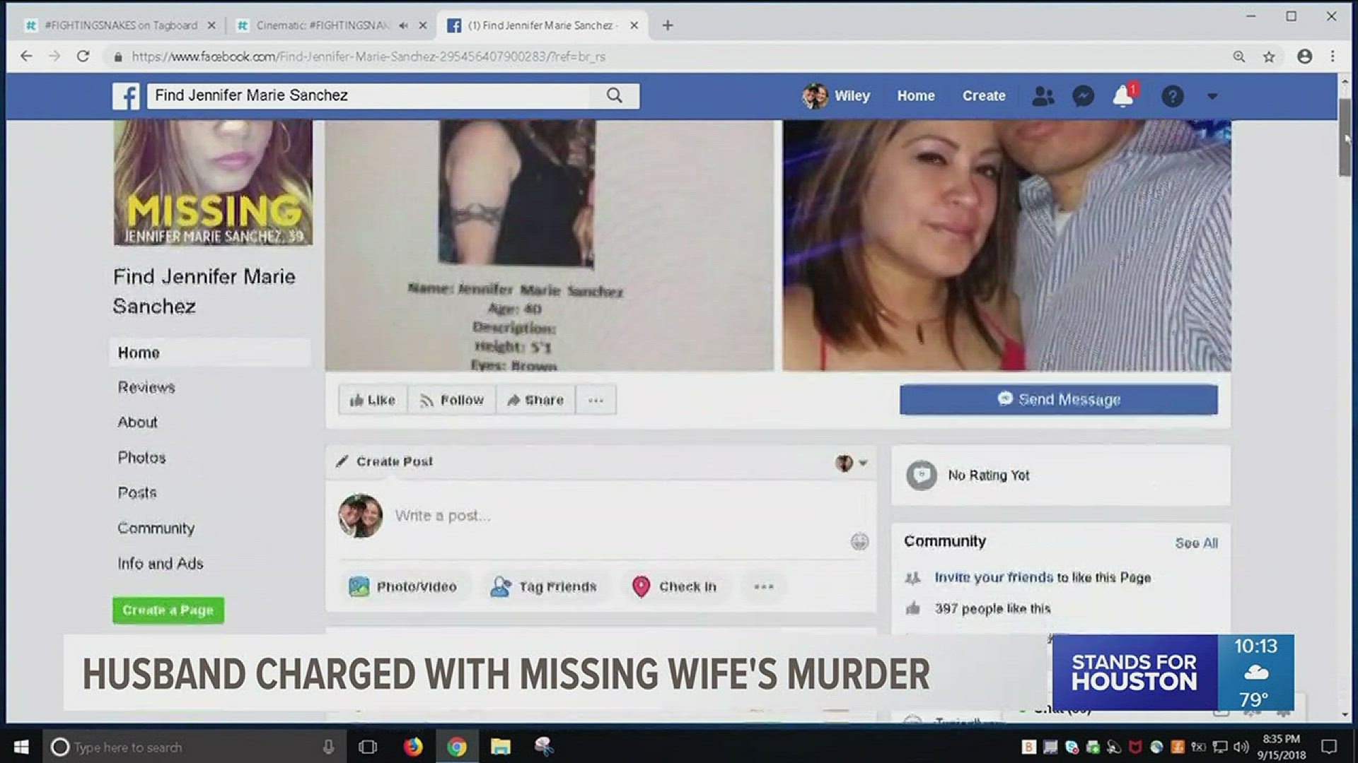 The estranged husband of a missing Houston woman is in jail charged with capital murder.