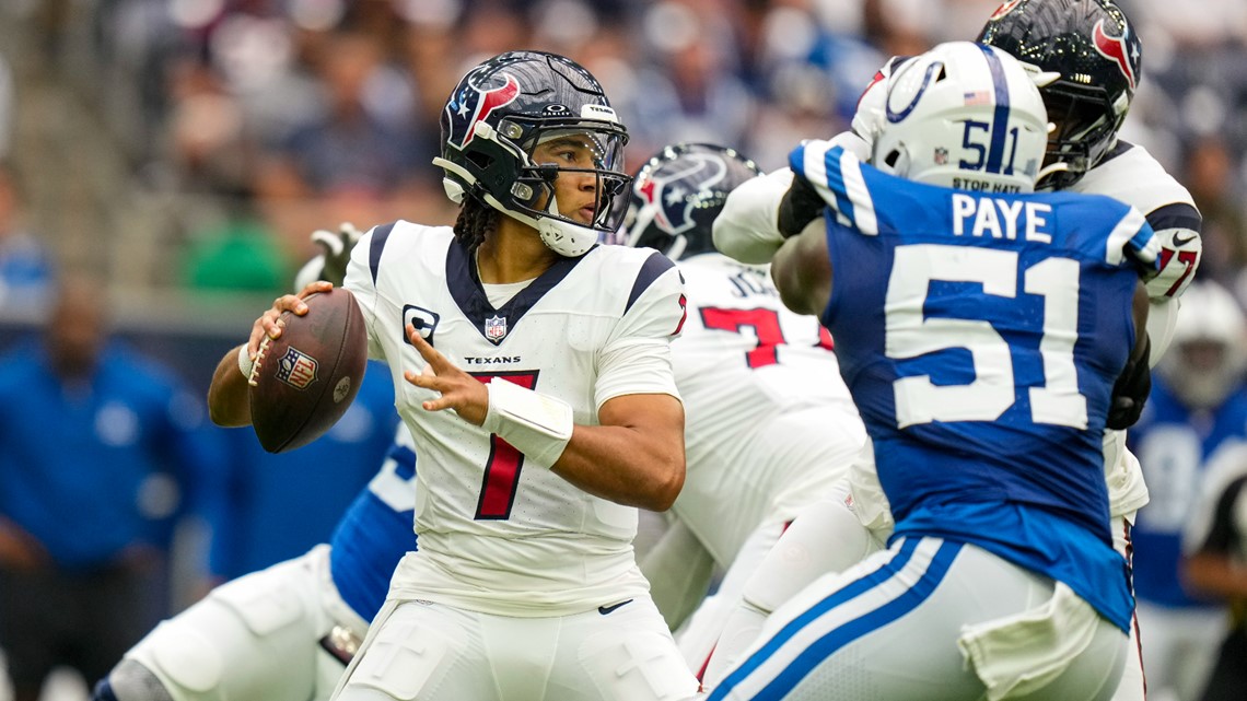 C.J. Stroud throws for 384 yards and two touchdowns in the Texans home  opener against the Indianapolis Colts.