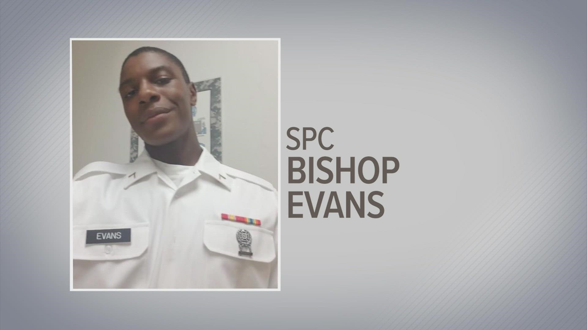 The Texas Military Department identified Spc. Bishop E. Evans as the missing National Guardsman on Sunday.