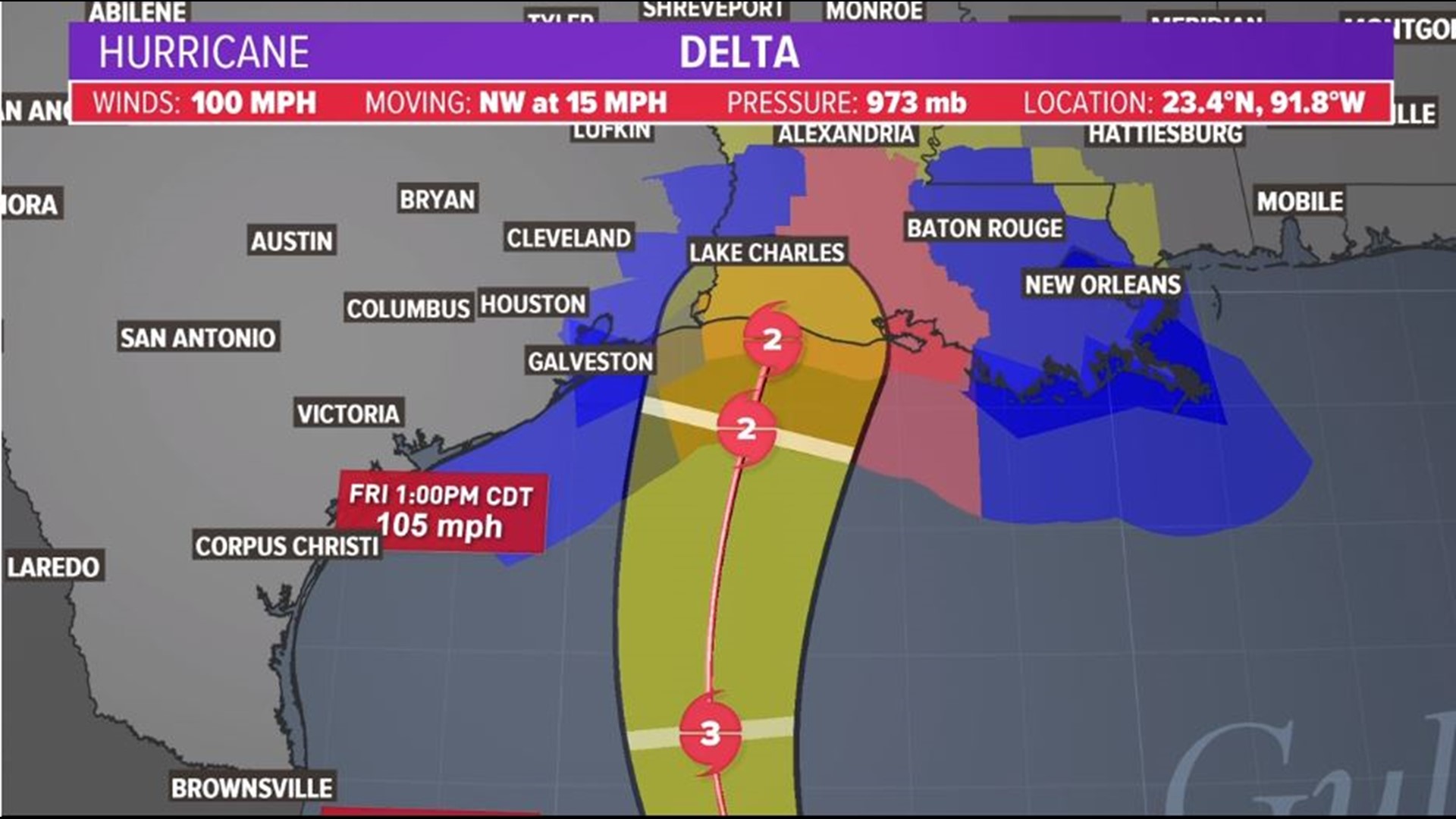 Hurricane Delta path update: A shift slightly west but still expecting Louisiana landfall Friday ...