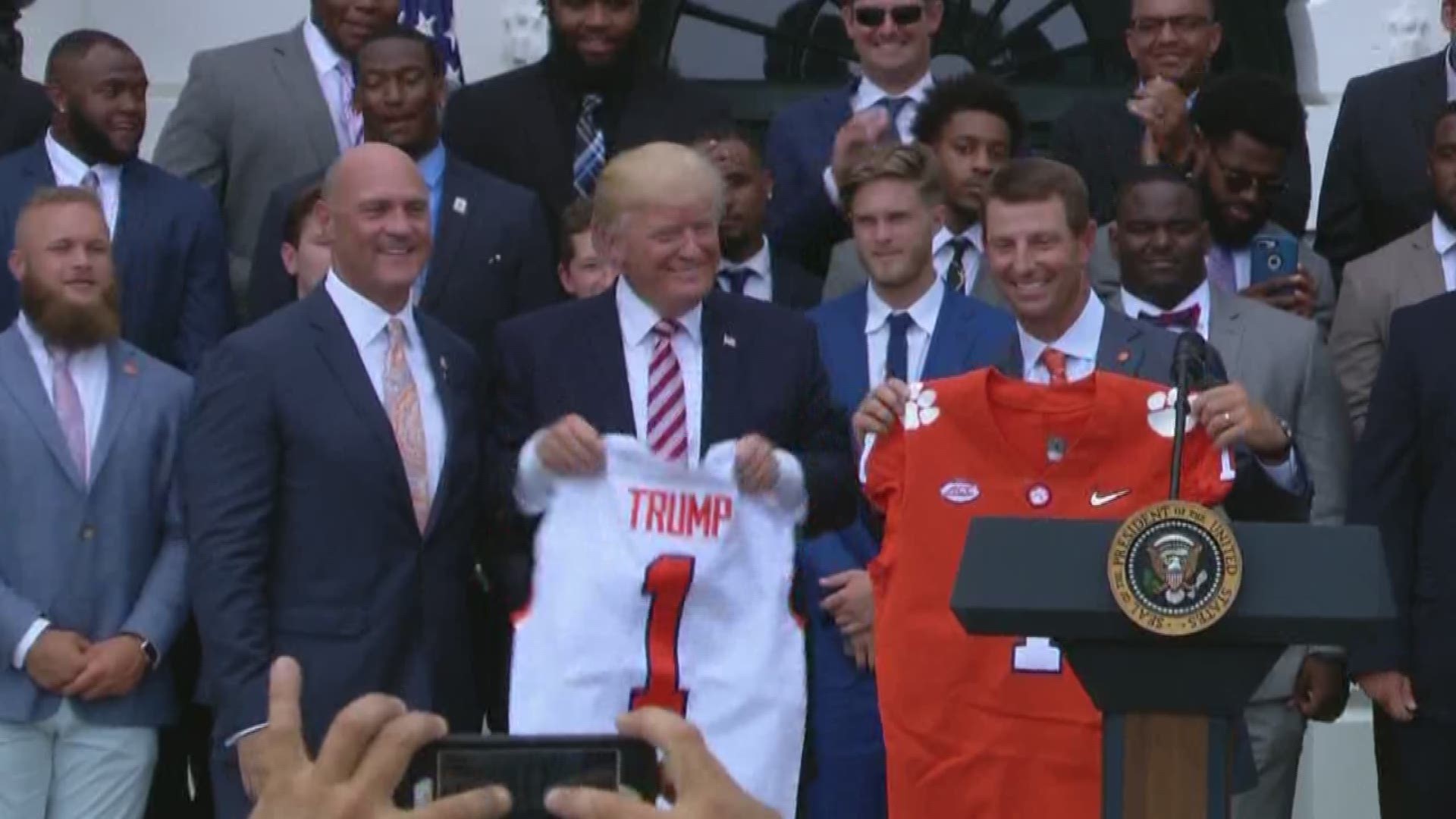 Houston Texans quarterback Deshaun Watson was at the White House Monday with his 2016 National Champion Clemson Tigers for a ceremony honoring the team.