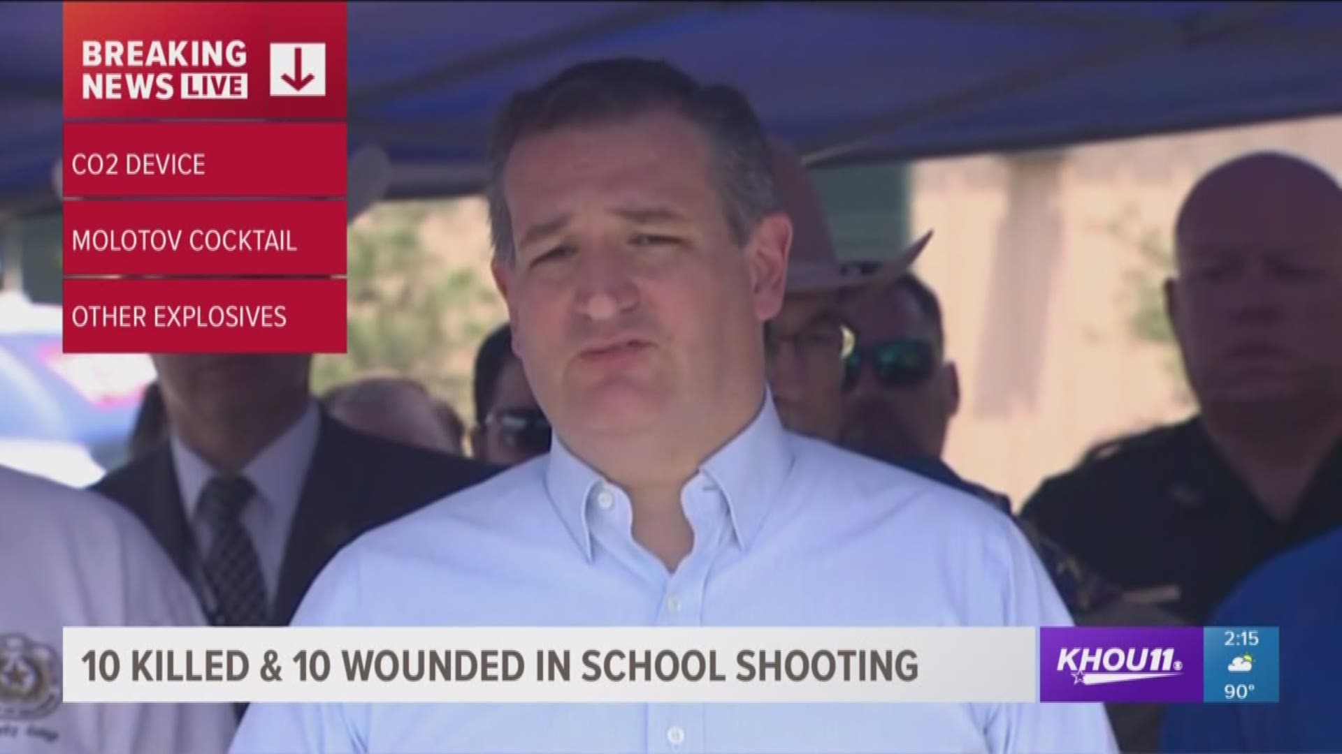U.S. Senator Ted Cruz spoke at a presser on Friday following the deadly shooting at Santa Fe High School in Santa Fe, Texas.