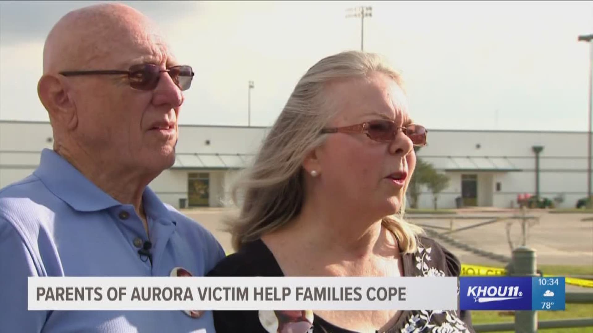 A husband and wife, whose daughter died in the 2012 Aurora shooting, traveled to Santa Fe to help the families cope with the devastation